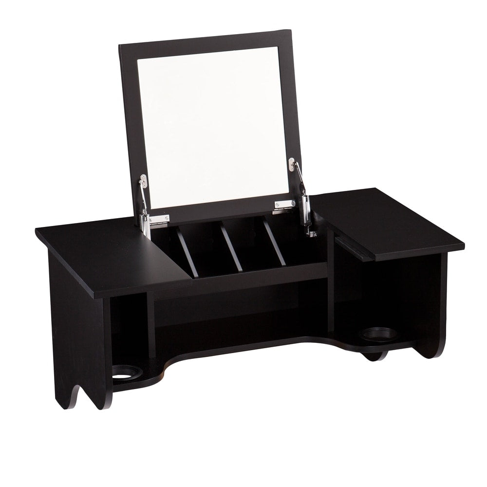 SEI Furniture Black Wall Mounted ledge with Vanity Mirror