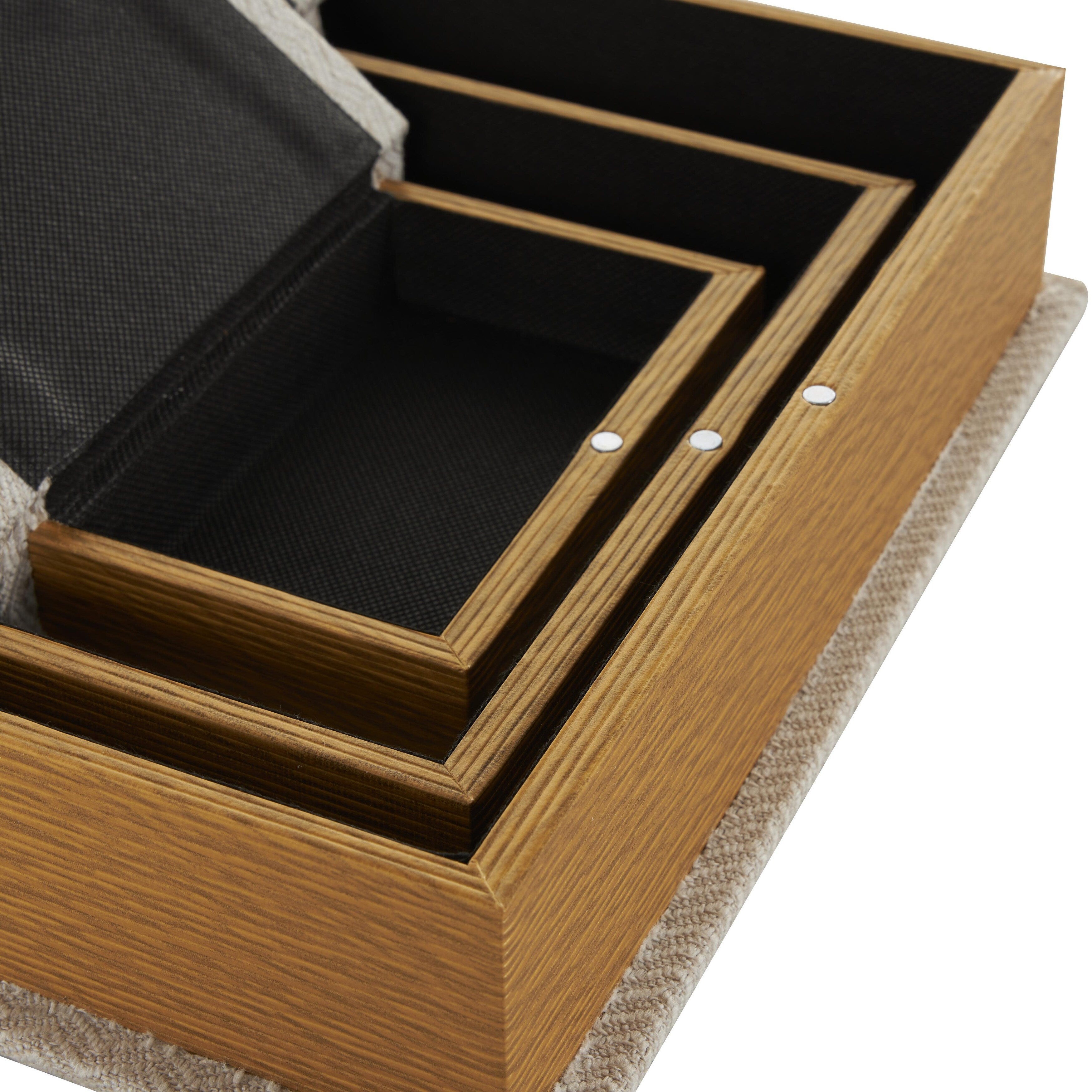 Linen Leather or Wooden Fabric Storage Book Decorative Box - Set of 3 or 4 Multi Colored - Roche River Decor