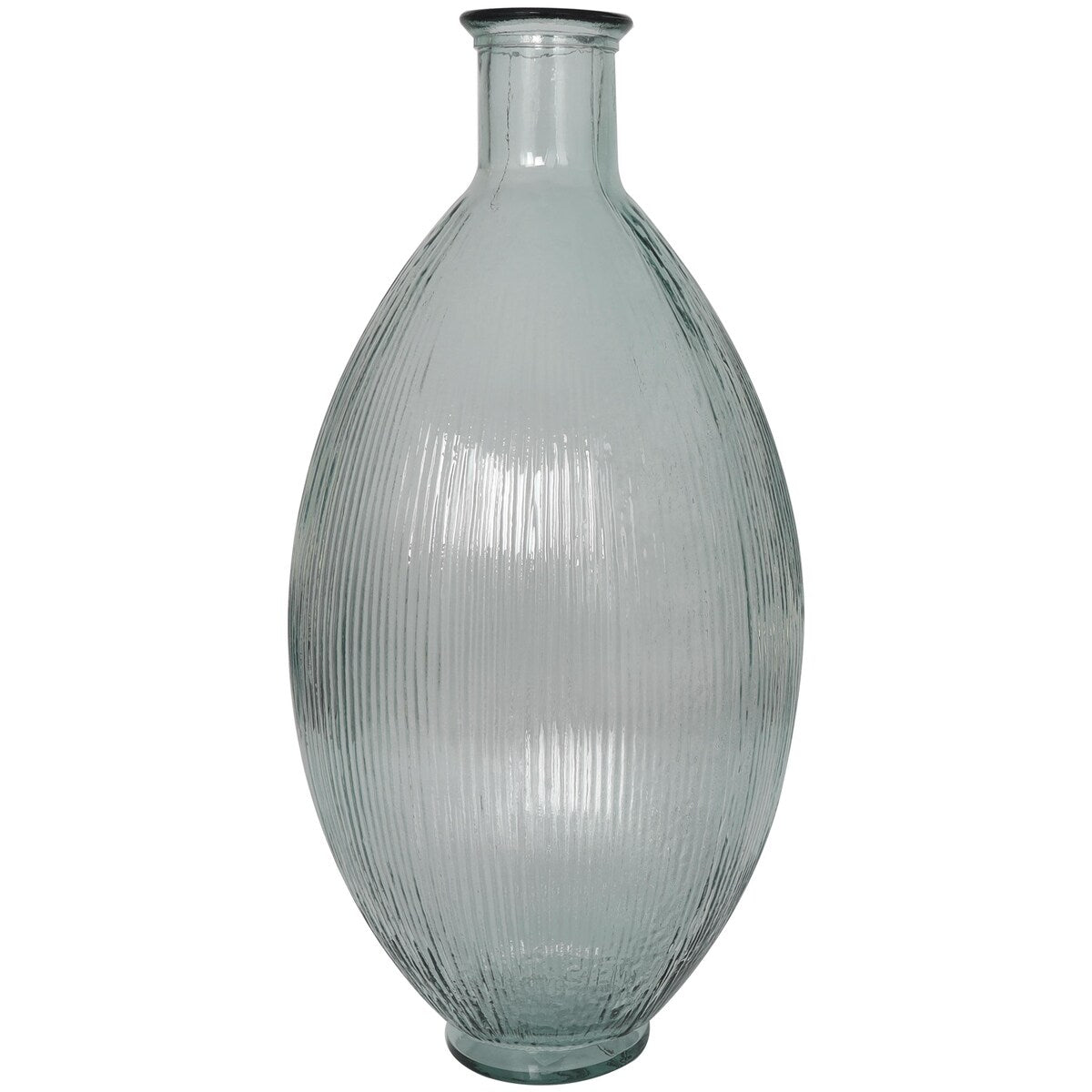 Recycled Glass Handmade Ribbed Spanish Bottle Decorative Vase - Clear - Roche River Decor