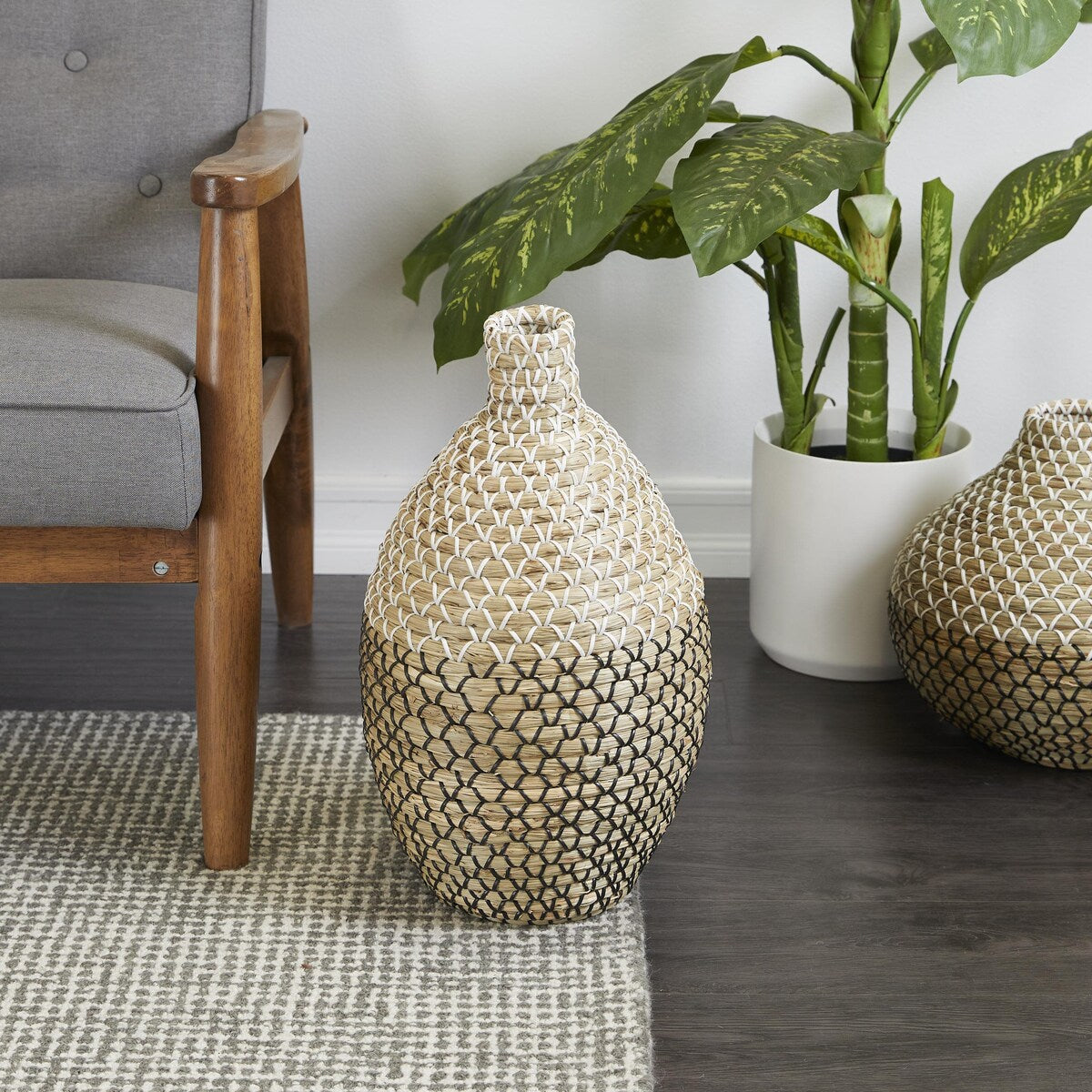 Seagrass Handmade Woven Decorative Vase - Brown - The Novogratz