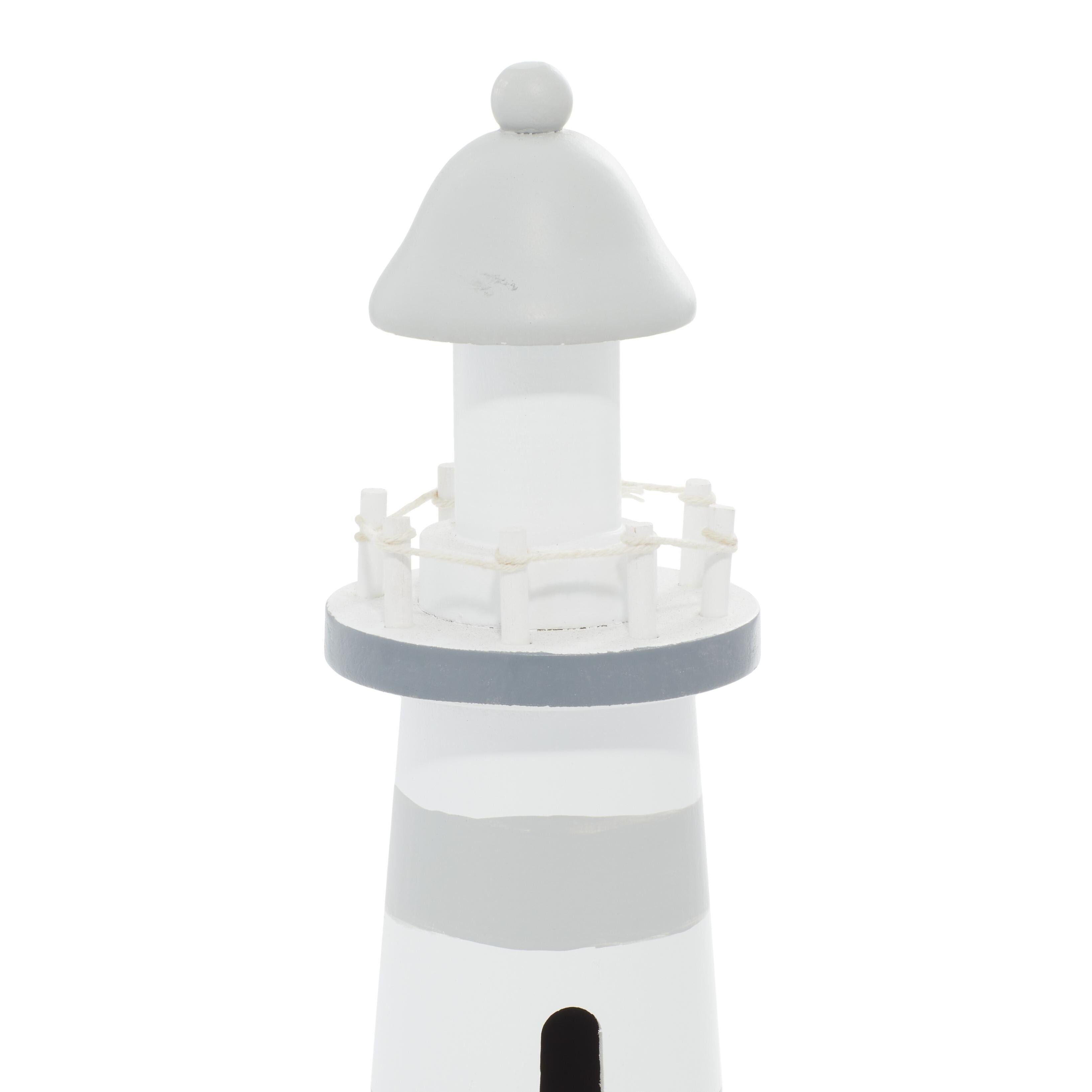 Gray Wooden Light House Decorative Sculpture