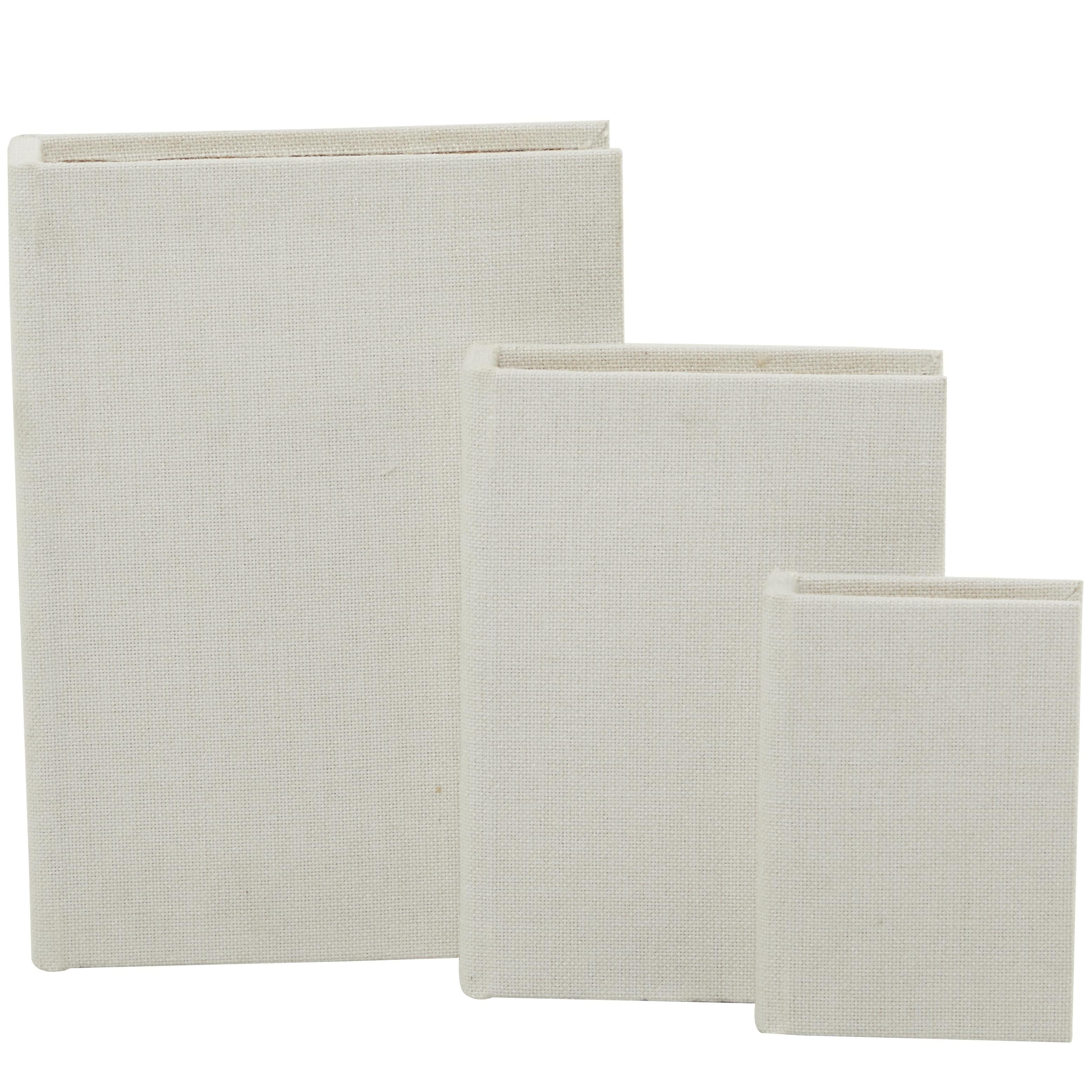 Linen Leather or Wooden Fabric Storage Book Decorative Box - Set of 3 or 4 Multi Colored - Roche River Decor