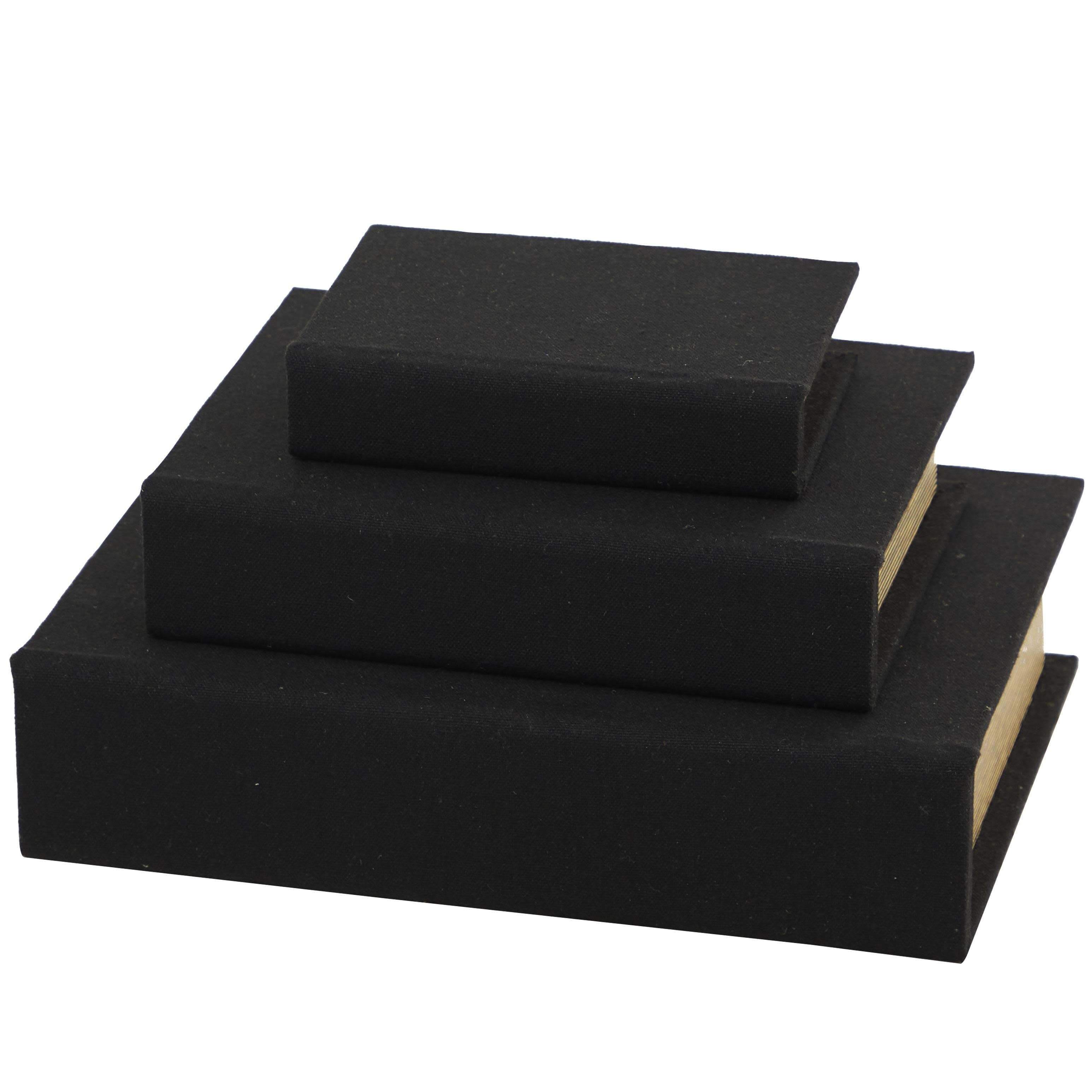 Linen Leather or Wooden Fabric Storage Book Decorative Box - Set of 3 or 4 Multi Colored - Roche River Decor