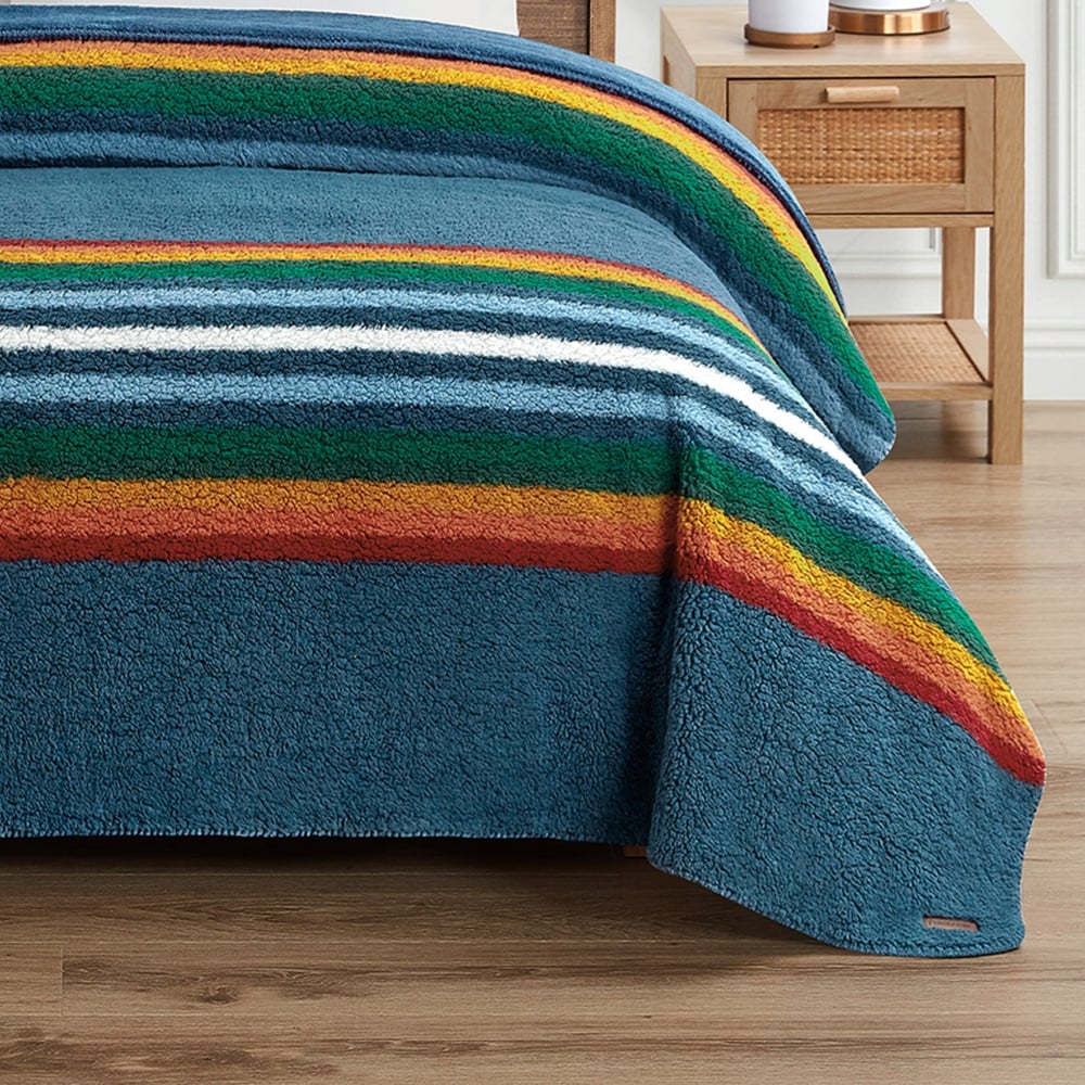 Queen Blanket Serape Stripe Blue