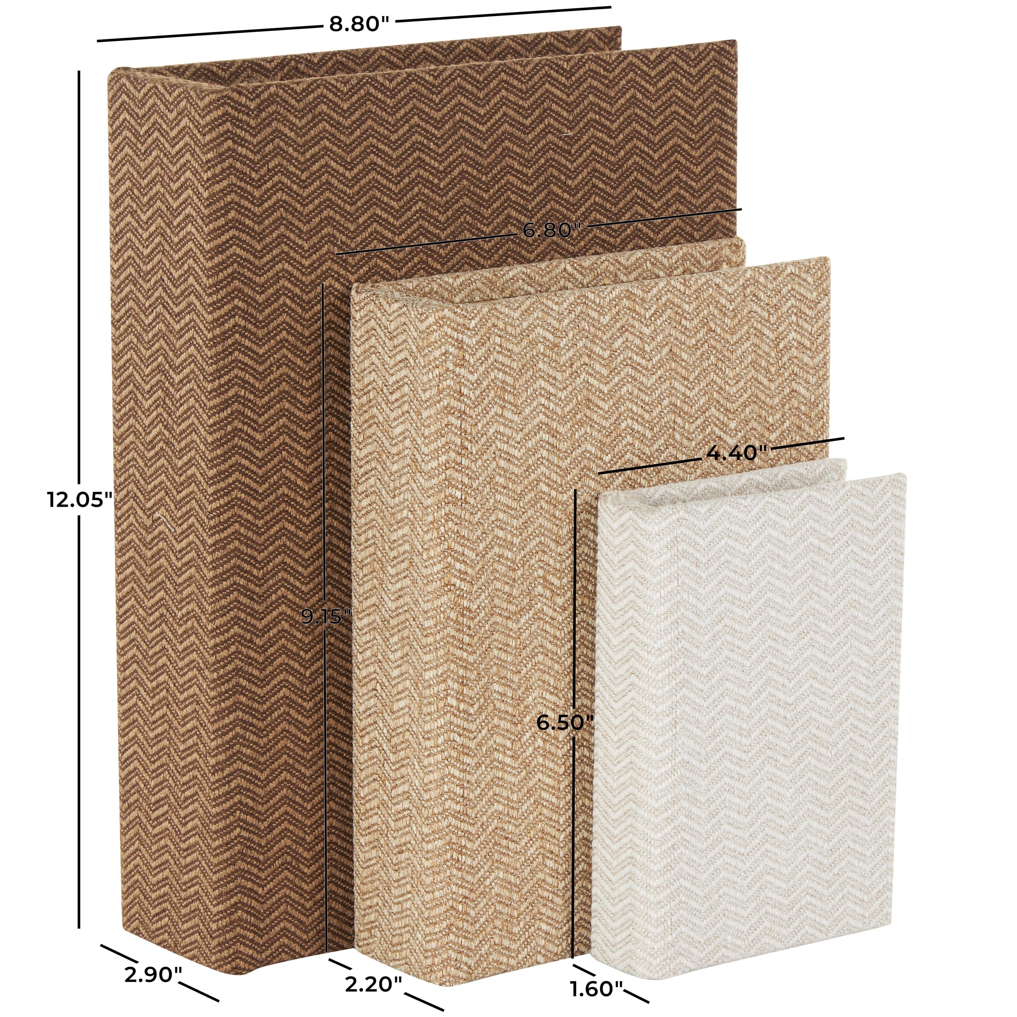Linen Leather or Wooden Fabric Storage Book Decorative Box - Set of 3 or 4 Multi Colored - Roche River Decor