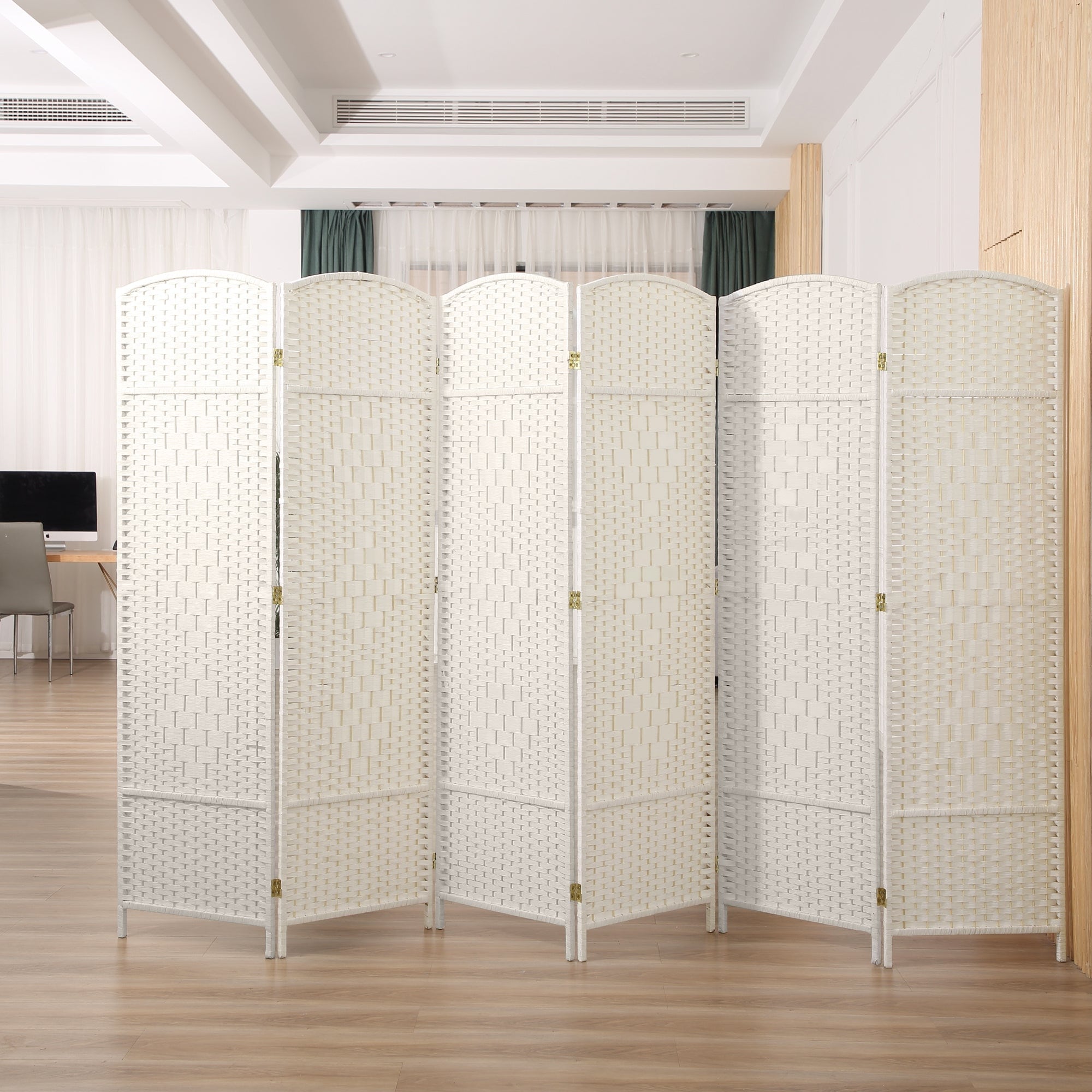 Room Divider 6 FT Tall Weave Fiber Freestanding Privacy Screen Folding Screen