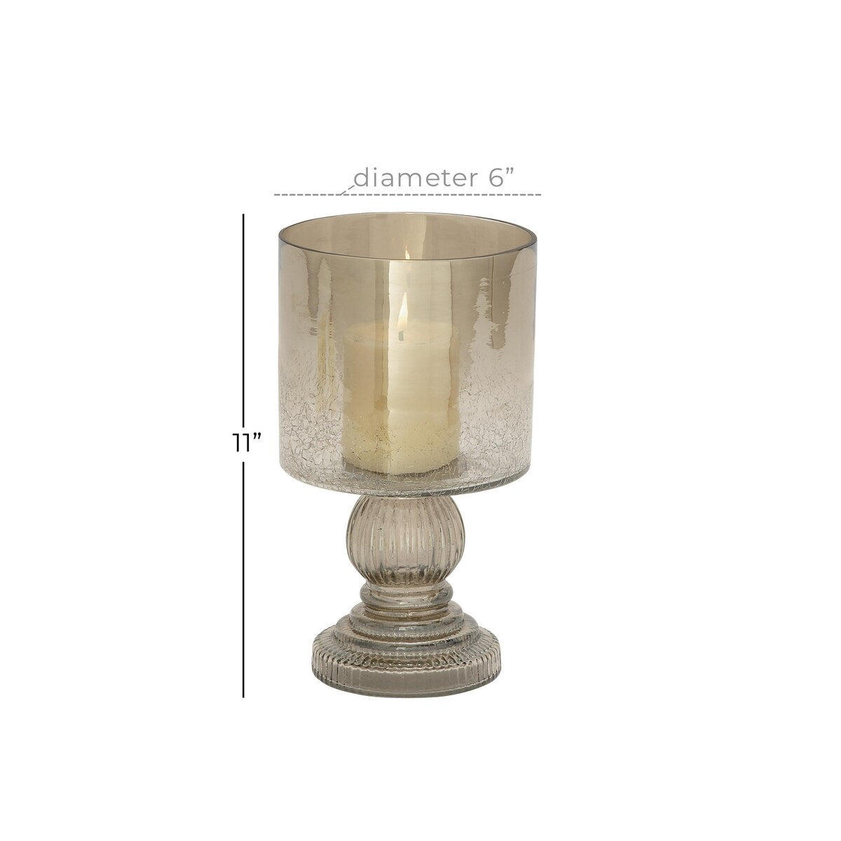 Glass Handmade Turned Style Pillar Hurricane Lamp with Smoked Glass Finish - Brass, Black, Gold, Brown - Roche River Decor