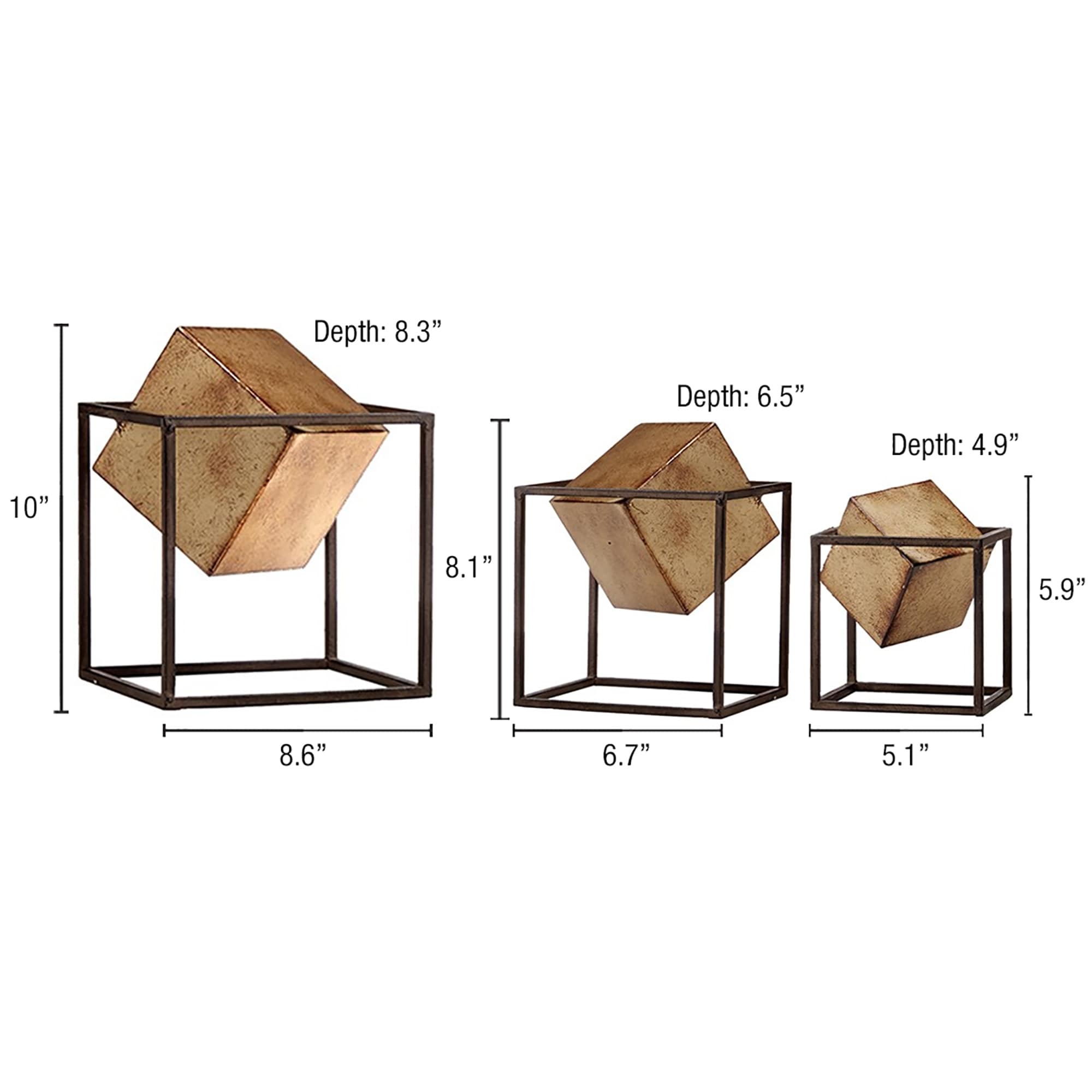 Madison Park Asher Gold Cubes 3-piece Tabletop Decor Set