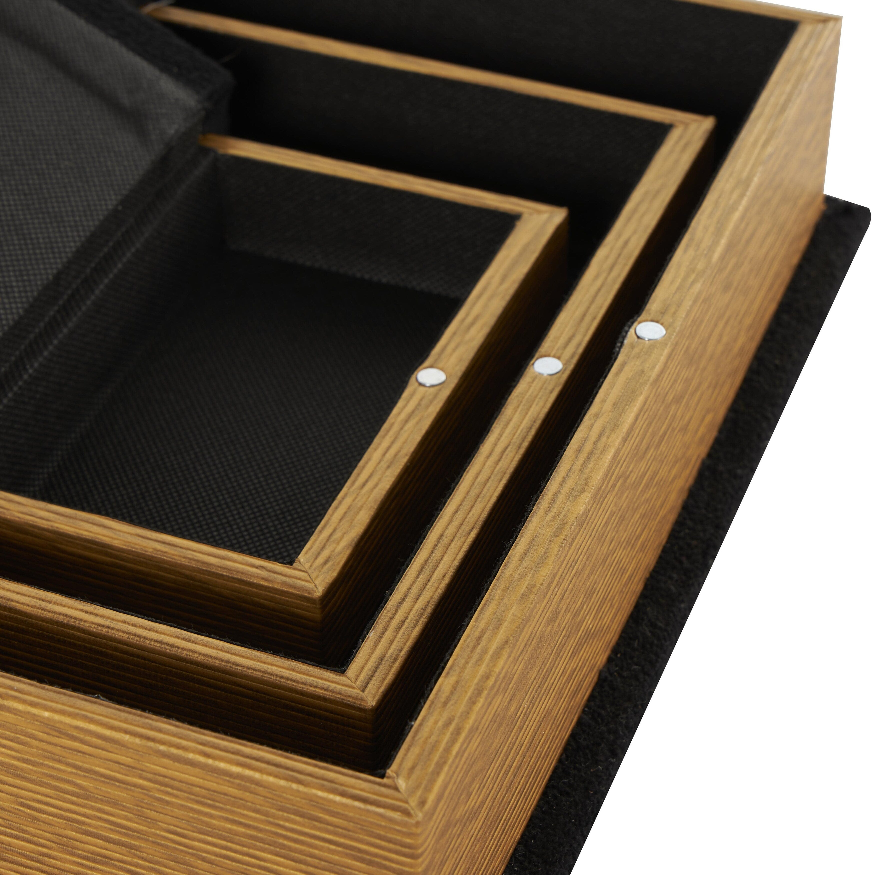 Linen Leather or Wooden Fabric Storage Book Decorative Box - Set of 3 or 4 Multi Colored - Roche River Decor