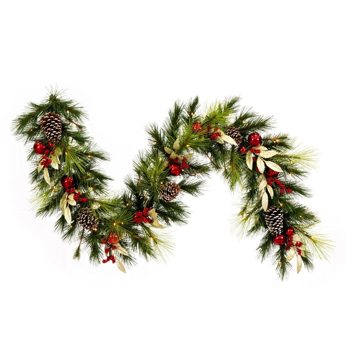 Vickerman 6' x 16 Artificial Christmas Garland, Battery Operated Warm White Lights - Warm White