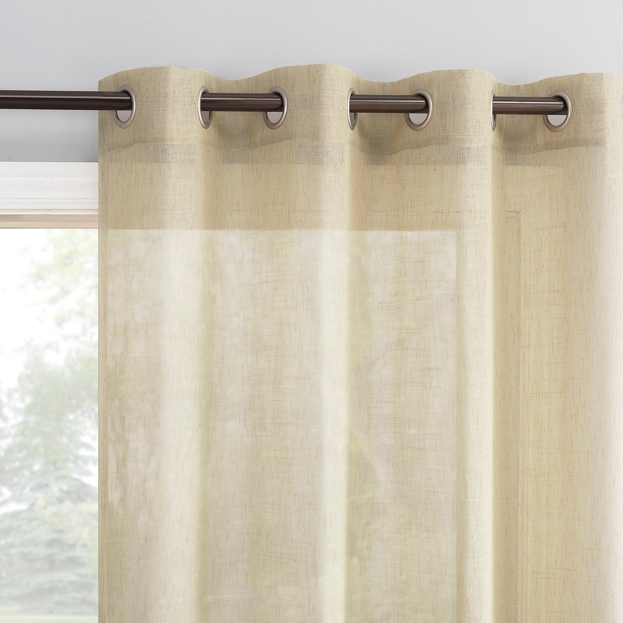 Archaeo Slub Textured Linen Blend Grommet Top Curtain, Single Panel