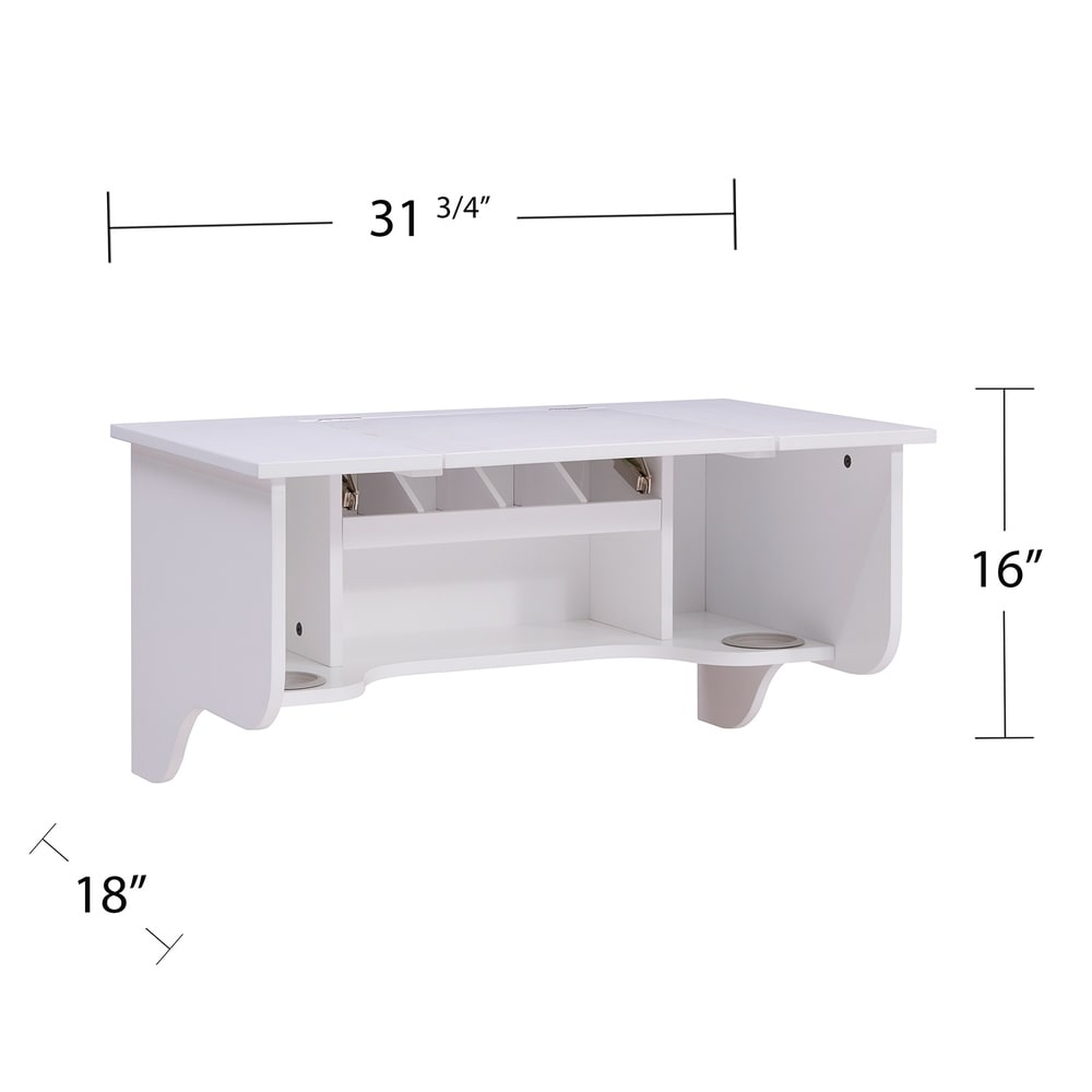 SEI Furniture Black Wall Mounted ledge with Vanity Mirror