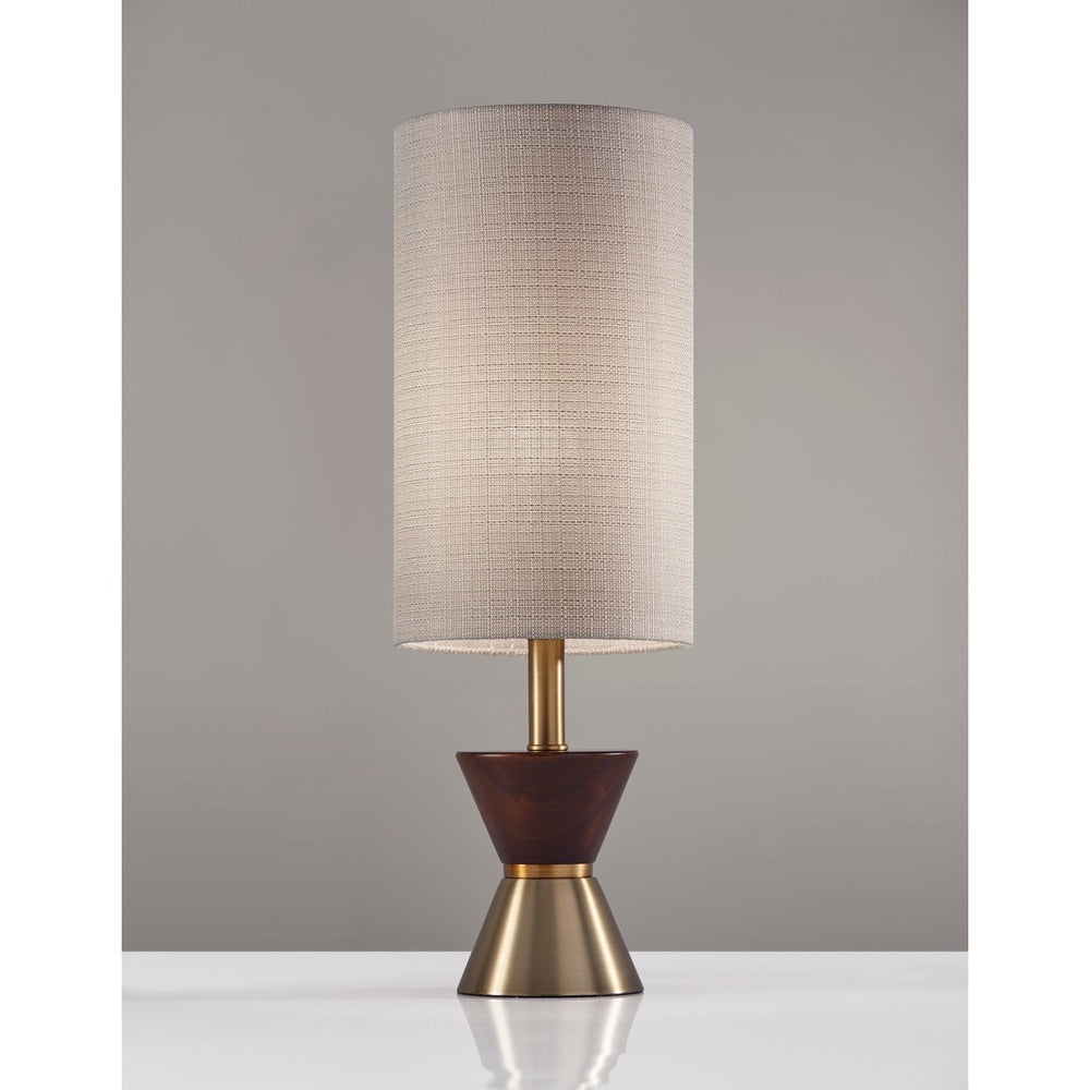 Adesso Antique Brass and Walnut Rubberwood Carmen Table Lamp