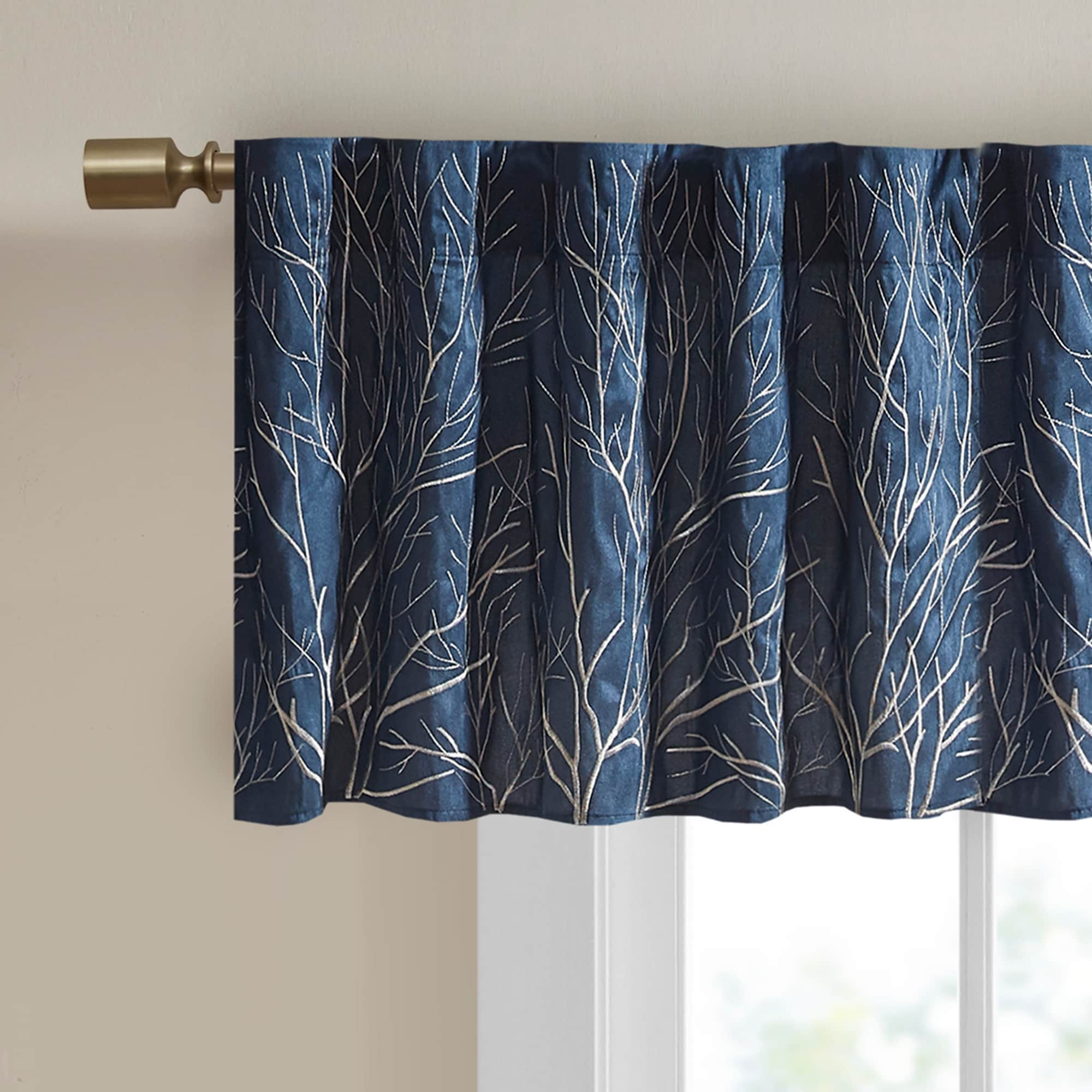 Madison Park Eliza Faux Silk Embroidered Window Valance - 50 x 18