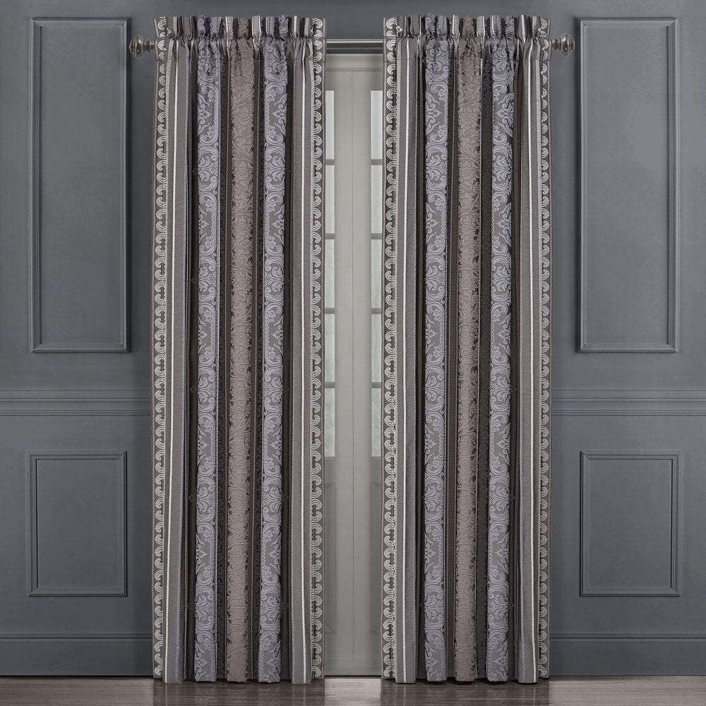 Five Queens Court Mackay Lined Woven Jacquard Curtain Panel Pair with Tiebacks