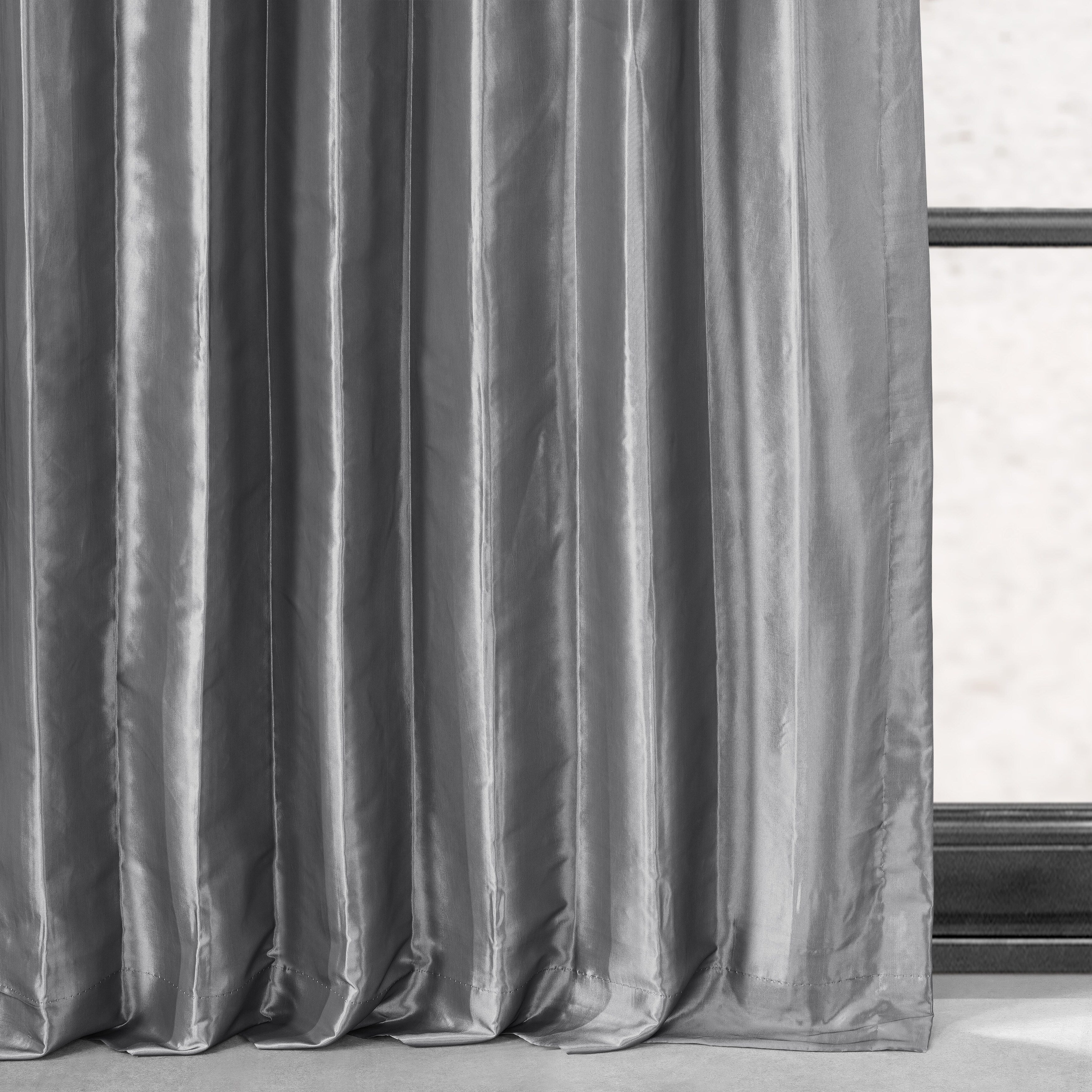 Exclusive Fabric Faux Silk Taffeta Solid Blackout Curtain (1 Panel)