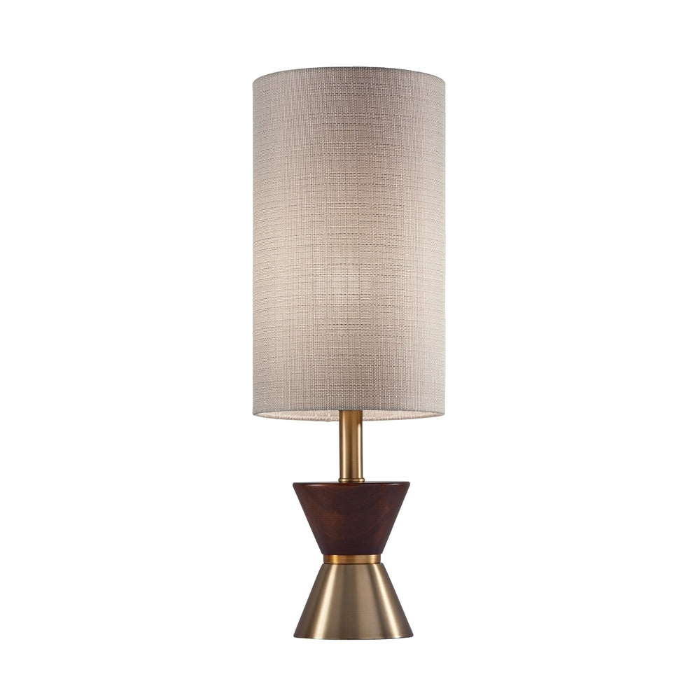 Adesso Antique Brass and Walnut Rubberwood Carmen Table Lamp