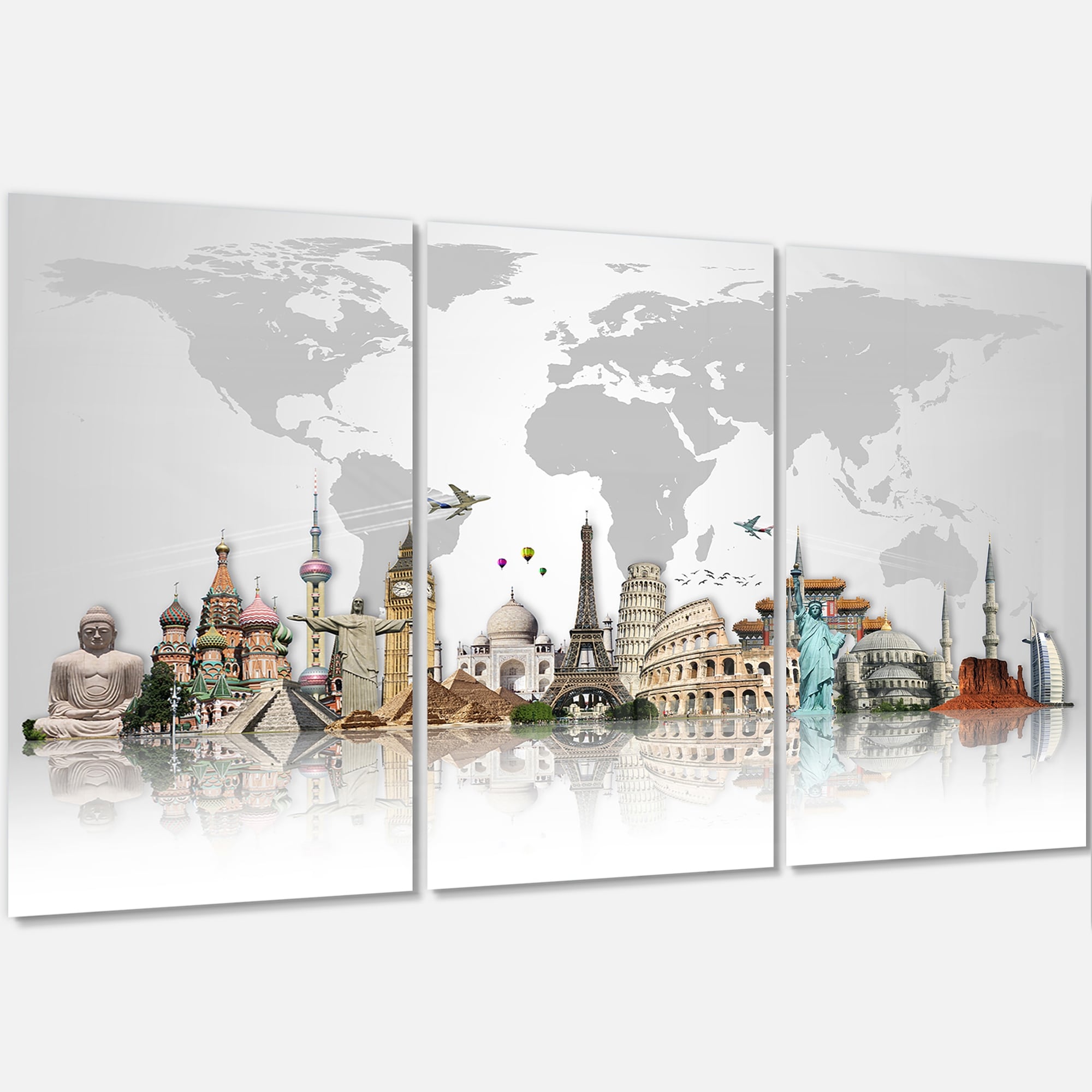 Famous Monuments Across World - Art Glossy Metal Wall Art - 36x28