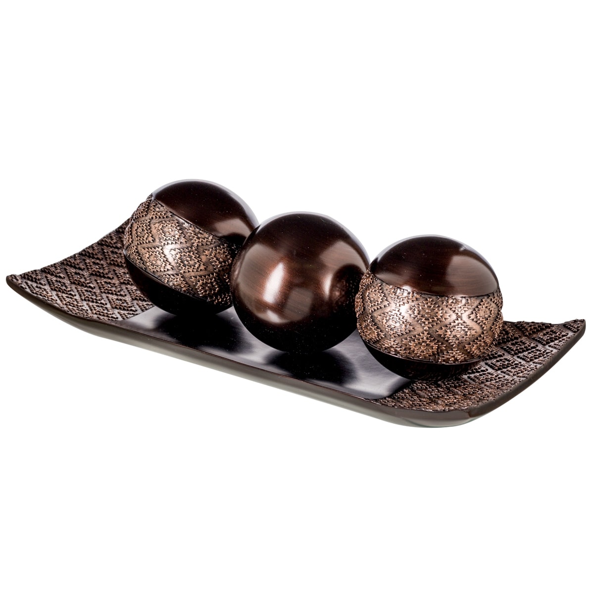 Creative Scents Dublin Brown Home Decor Tray and Orbs Set