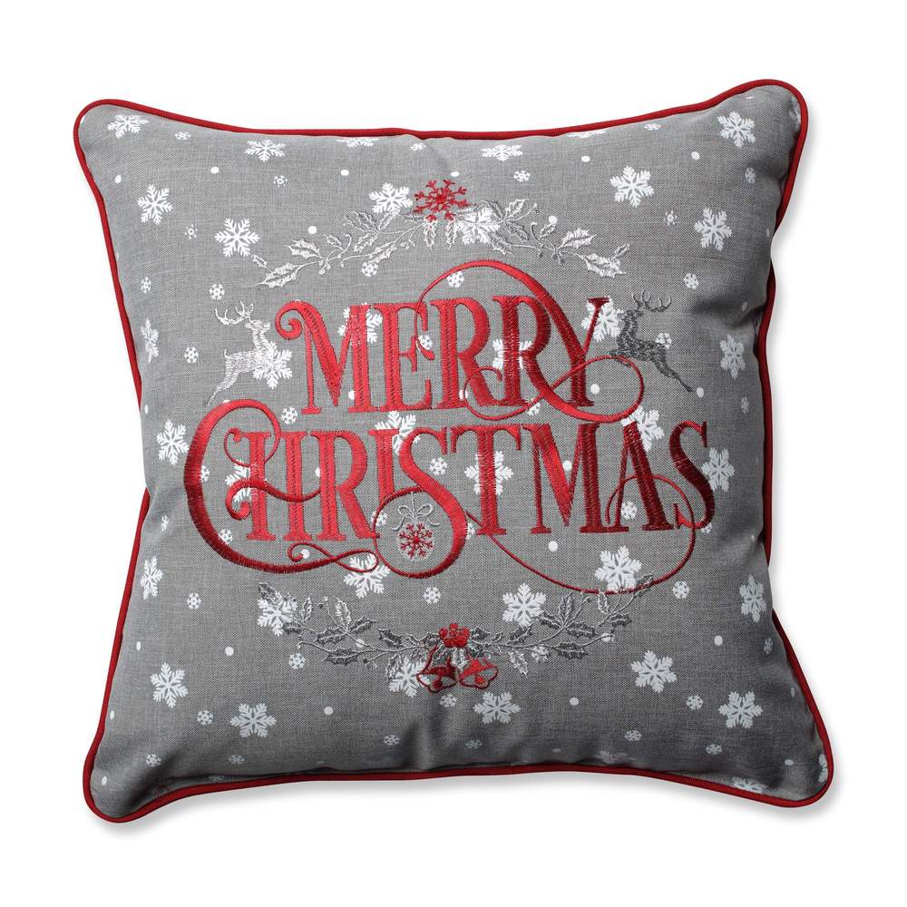 Pillow Perfect Snowy Christmas Grey-Red 16.5-inch Throw Pillow