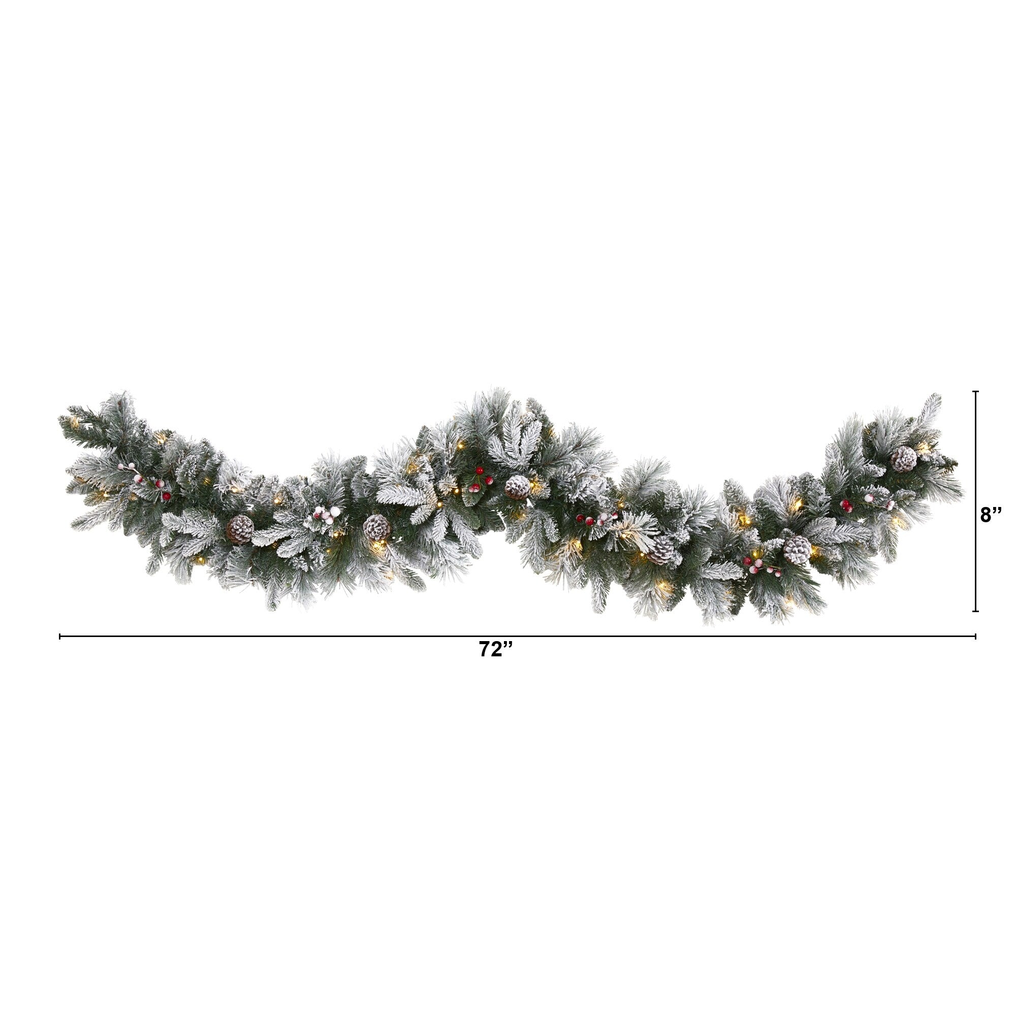 6' Flocked Mixed Pine Christmas Garland with 50 LED Lights