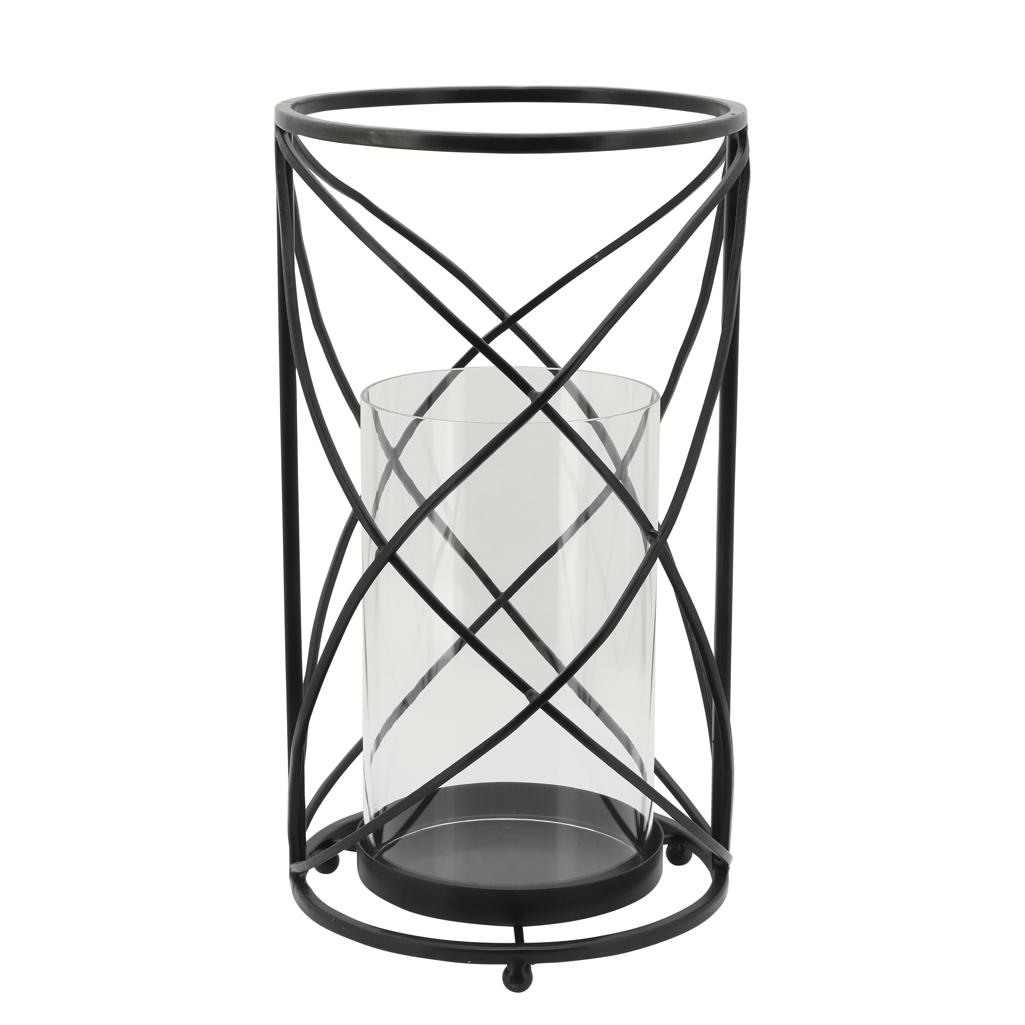 Sagebrook Home Modern Glam Glass and Metal Hurricane Candle Holder