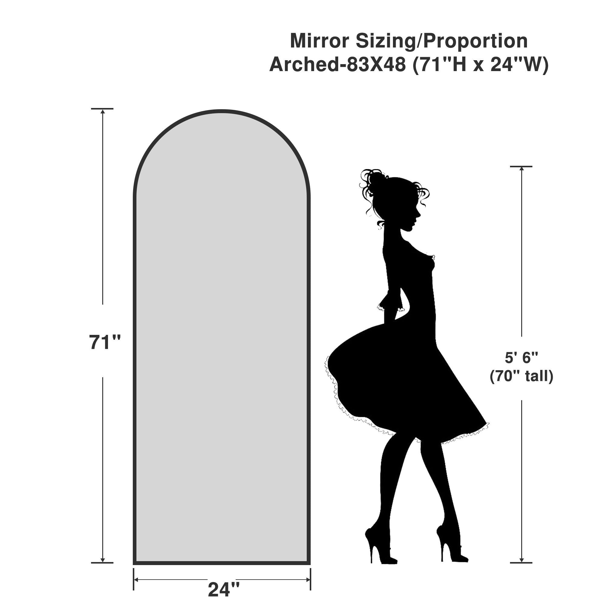 Arch-Crowned Full-Length Mirror with Solid Wood Frame
