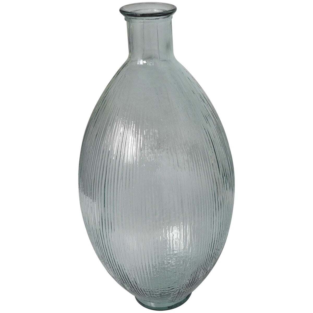 Recycled Glass Handmade Ribbed Spanish Bottle Decorative Vase - Clear - Roche River Decor