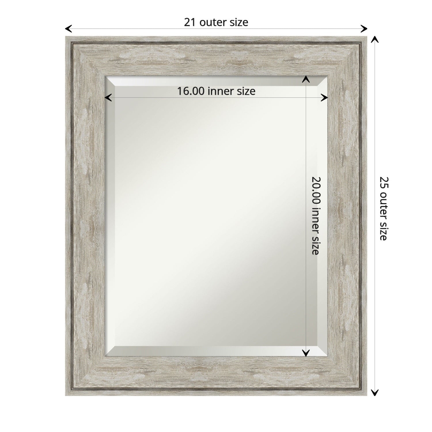 Beveled Bathroom Wall Mirror - Crackled Metallic Frame