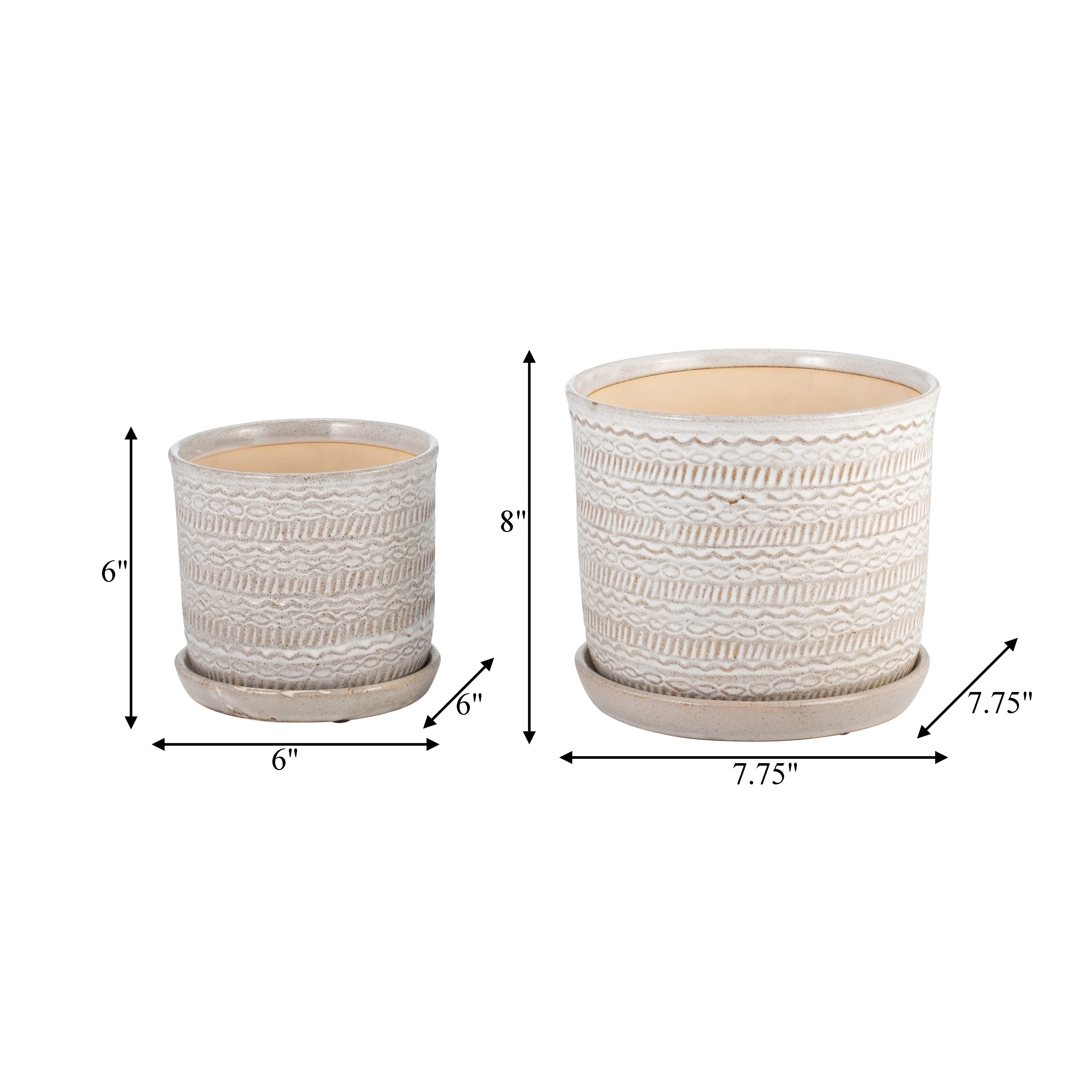 Sagebrook Home Modern Indoor or Outdoor Ceramic Planter Set of 2