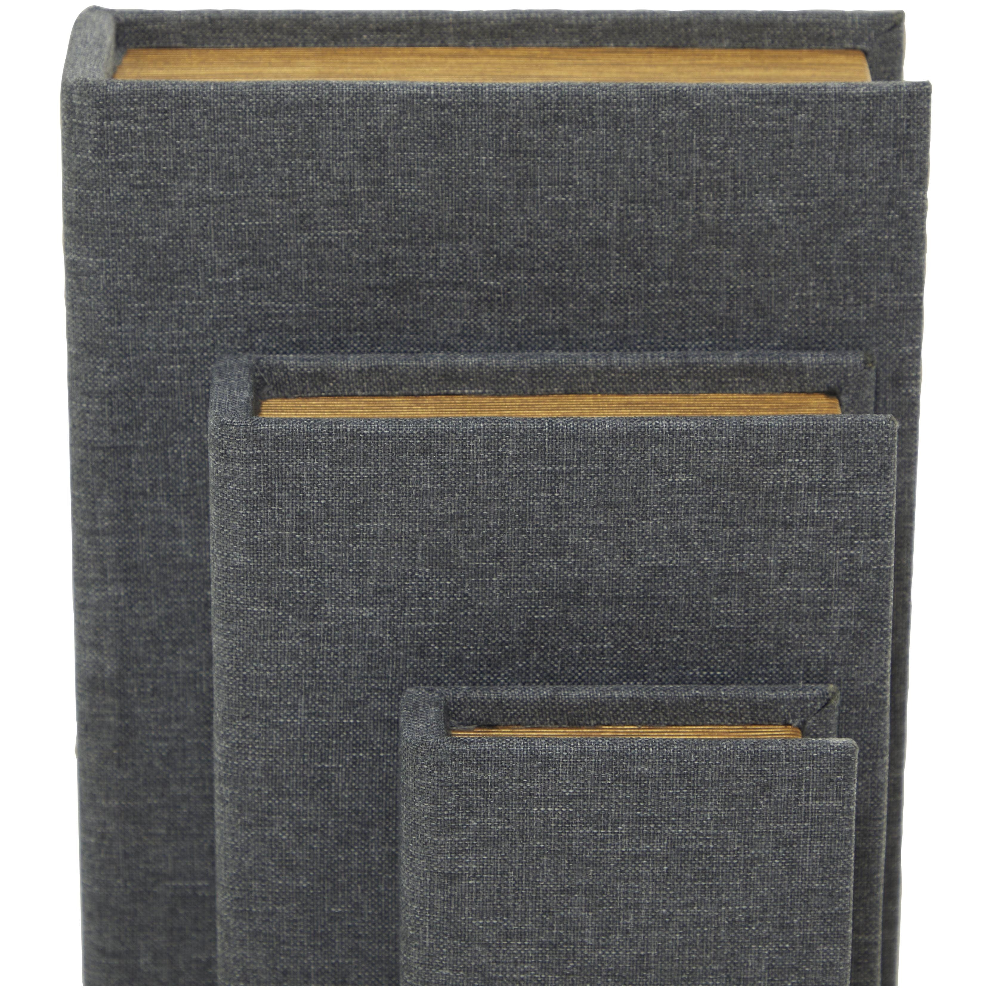 Linen Leather or Wooden Fabric Storage Book Decorative Box - Set of 3 or 4 Multi Colored - Roche River Decor