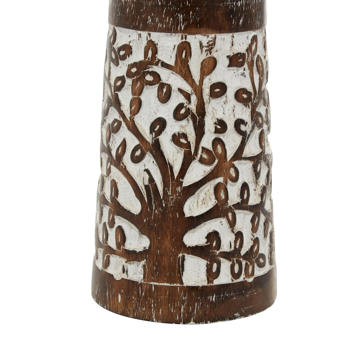 Mango Wood Handmade Carved Pillar Decorative Candle Holder - Set of 3 Light Brown or Brown - Roche River Decor