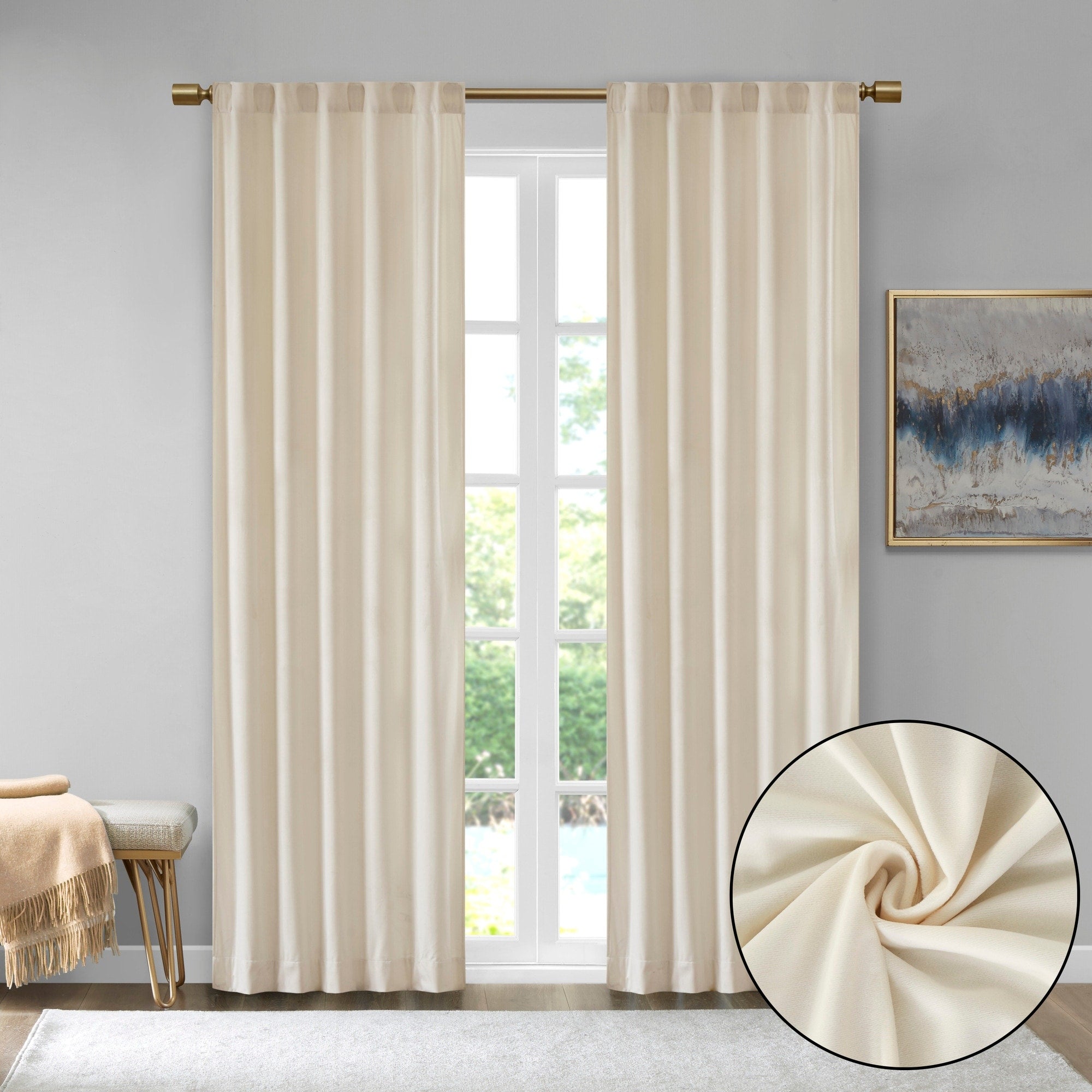 510 Design Garett Room Darkening Poly Velvet Rod Pocket/Back Tab Curtain Panel Pair