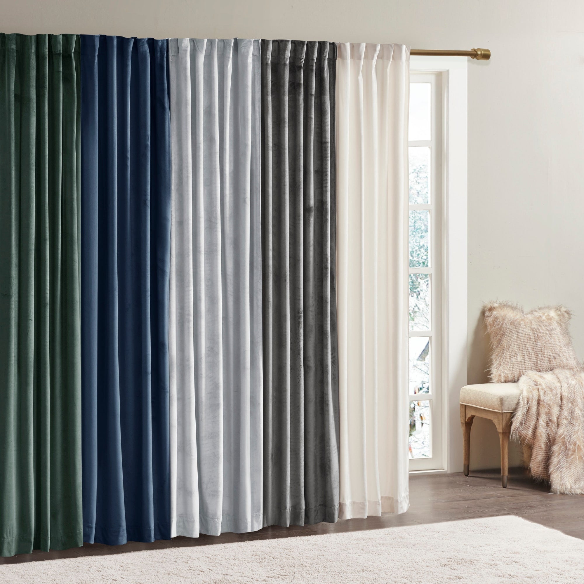 510 Design Garett Room Darkening Poly Velvet Rod Pocket/Back Tab Curtain Panel Pair