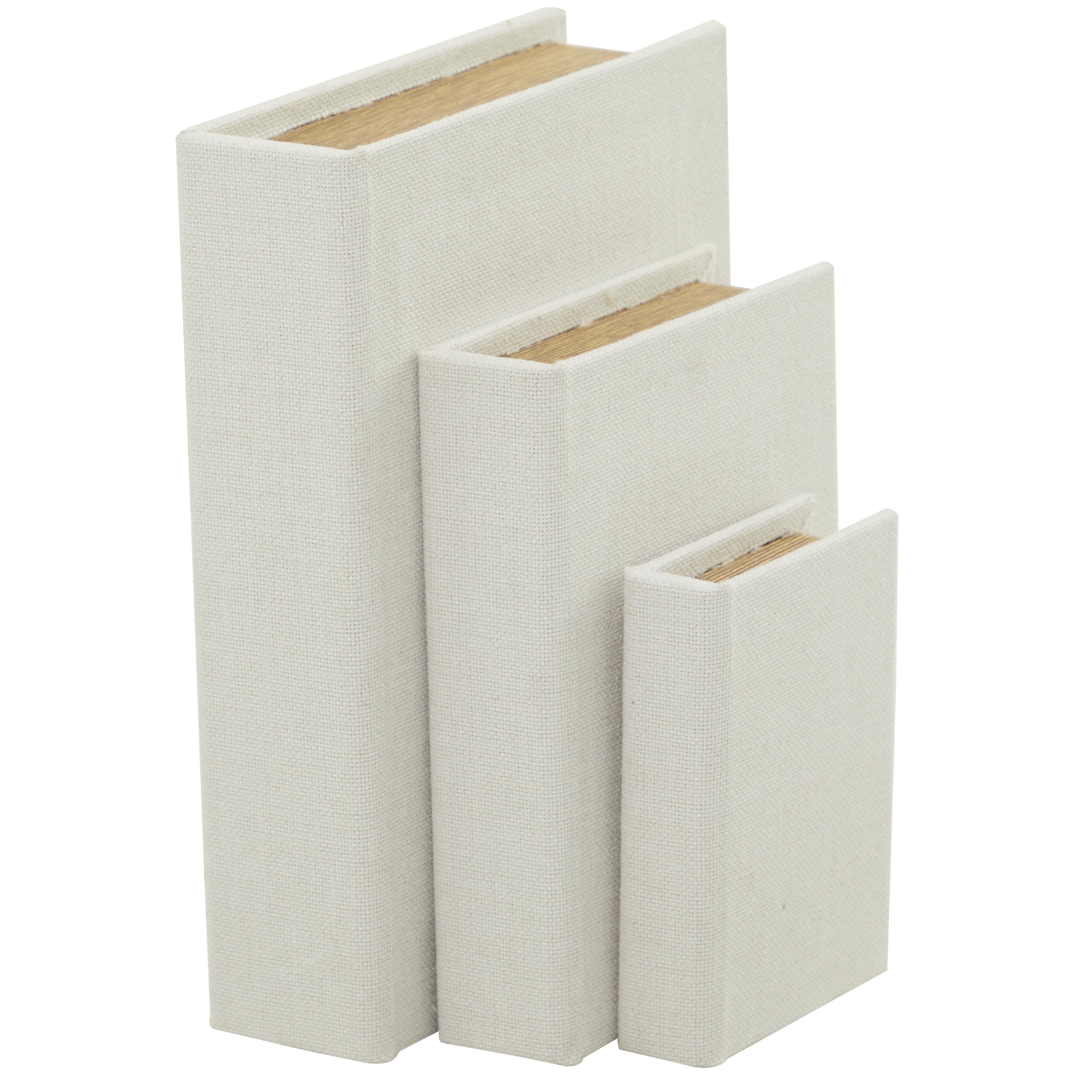 Linen Leather or Wooden Fabric Storage Book Decorative Box - Set of 3 or 4 Multi Colored - Roche River Decor