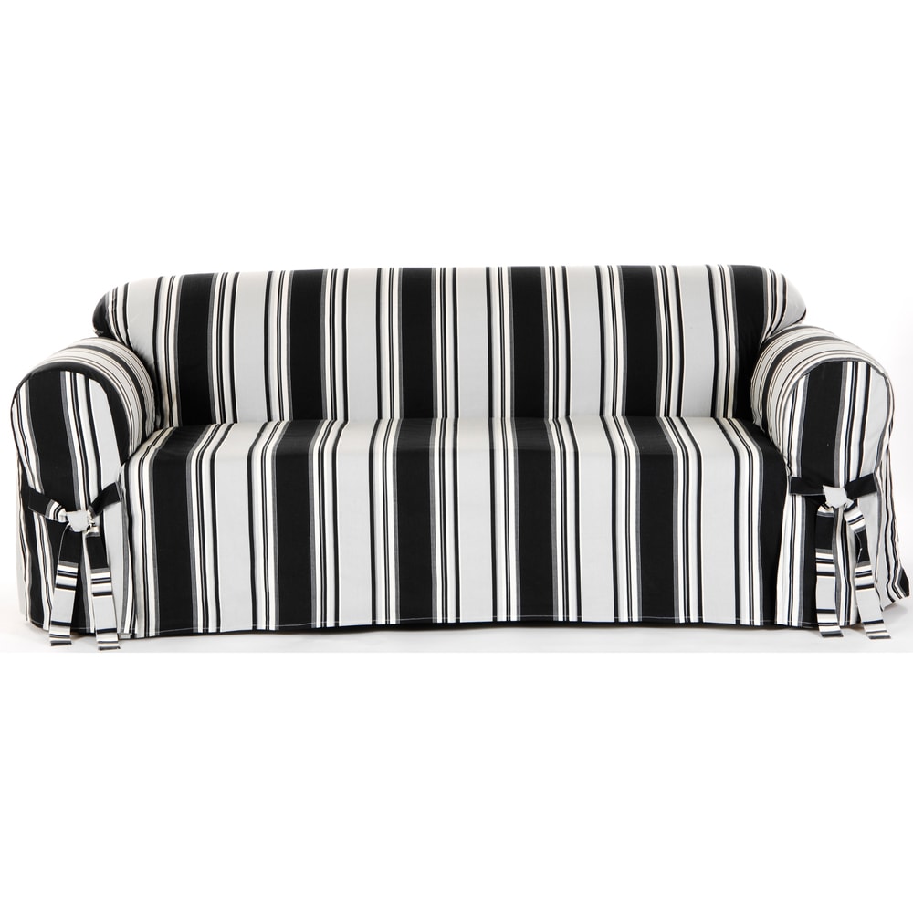 Classic Slipcovers Classic Stripe Cotton Loveseat Slipcover - N/A