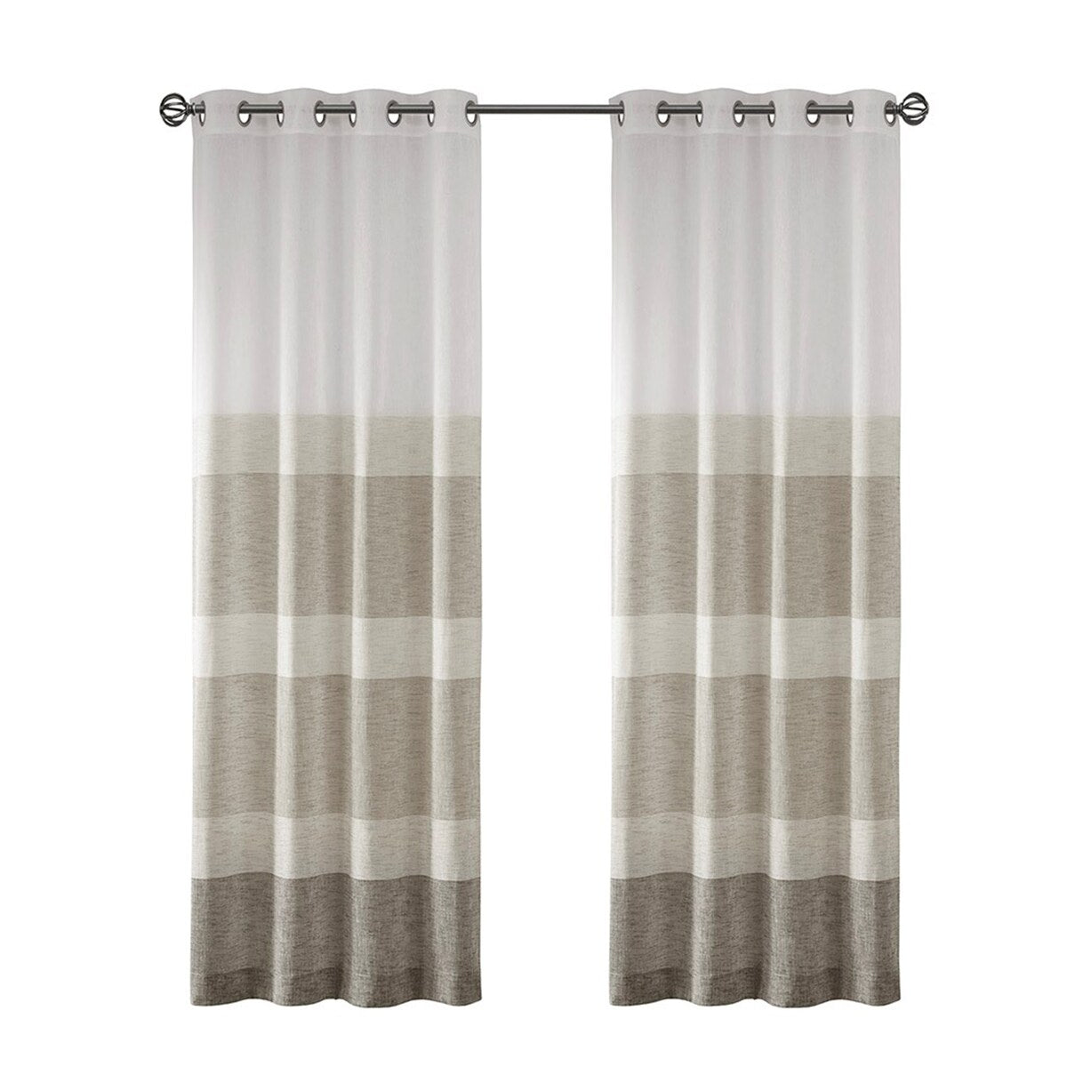 Woven Faux Linen Striped Window Sheer(1 Window Sheer)