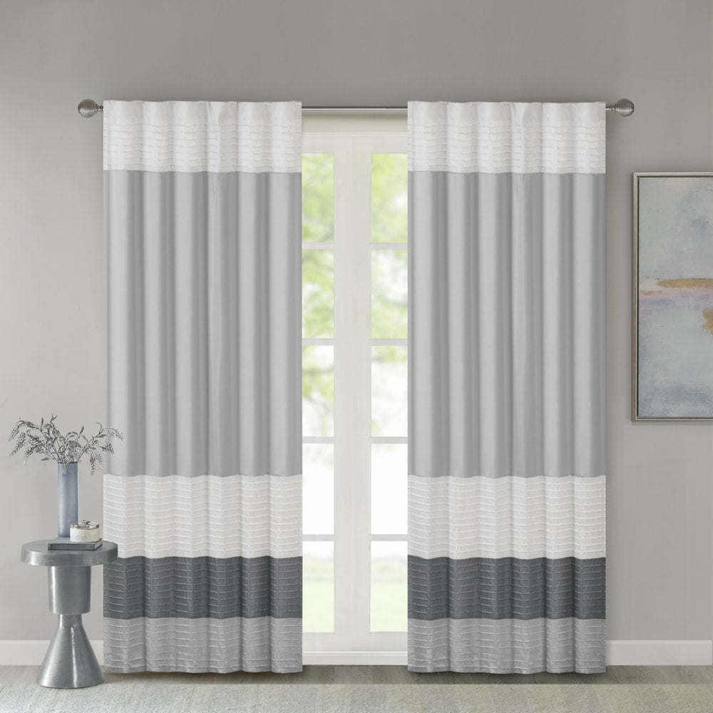 Madison Park Selma Polyoni Pintuck Single Window Curtain Panel