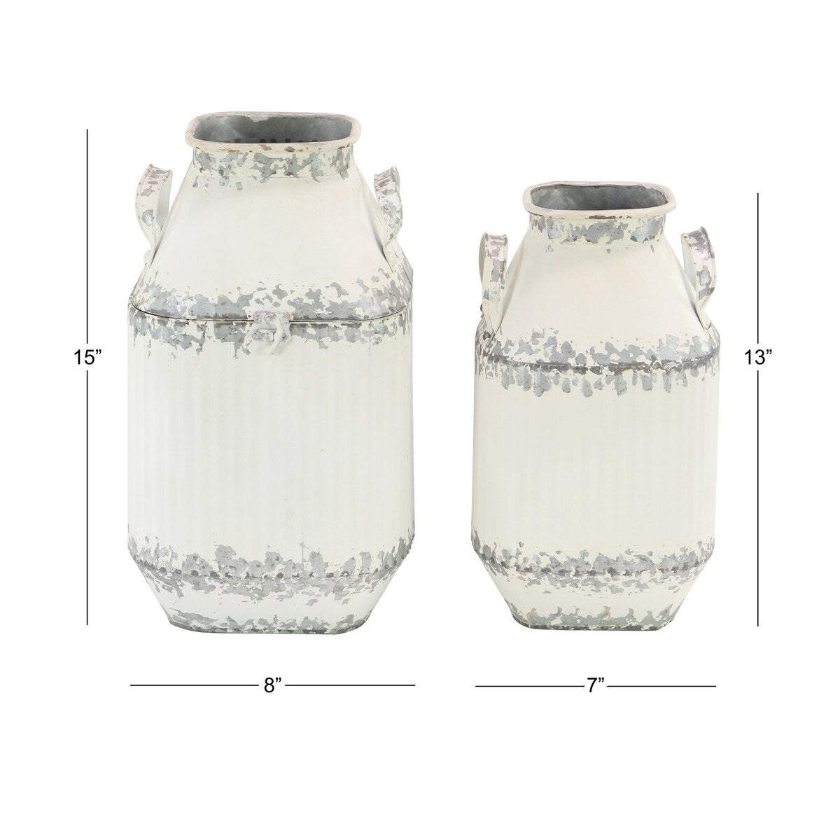 Metal Decorative Vase - Set of 2 White - Roche River Decor