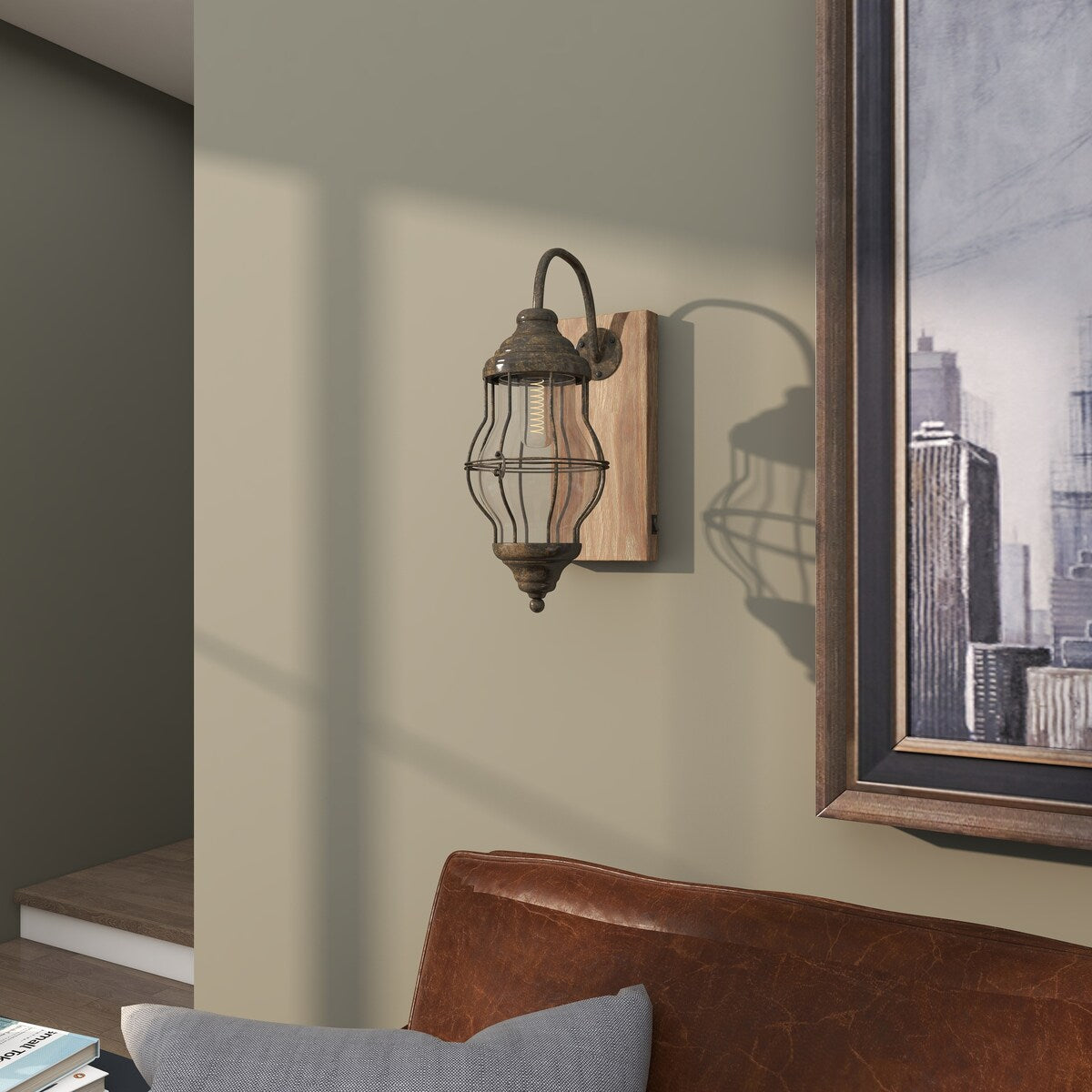 Metal Battery Operated Room Accent Lamp with Included Fixed LED Light - Brown - Roche River Decor