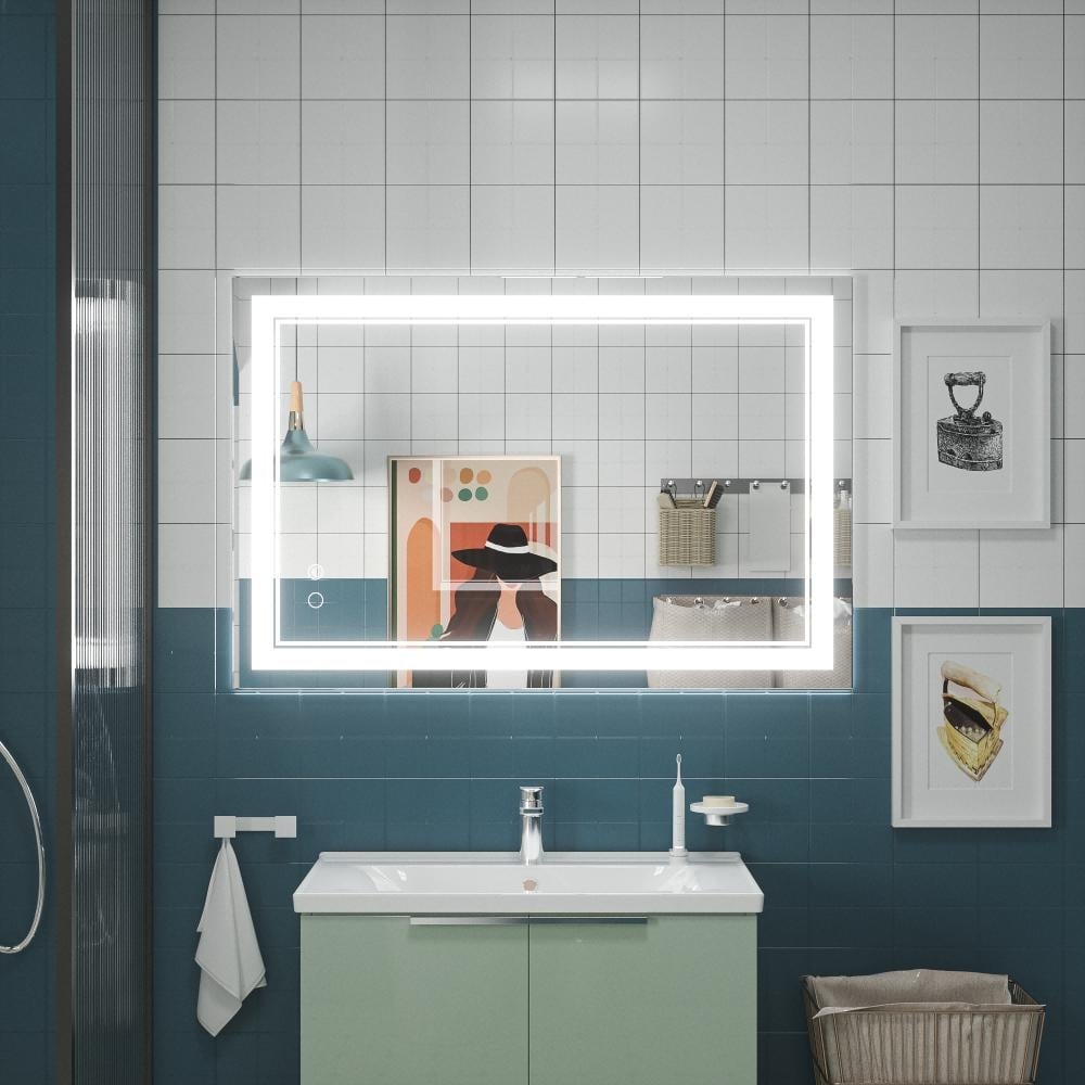 KEONJINN LED Bathroom Vanity Mirror Wall Mounted Anti-Fog Dimmable Mirror