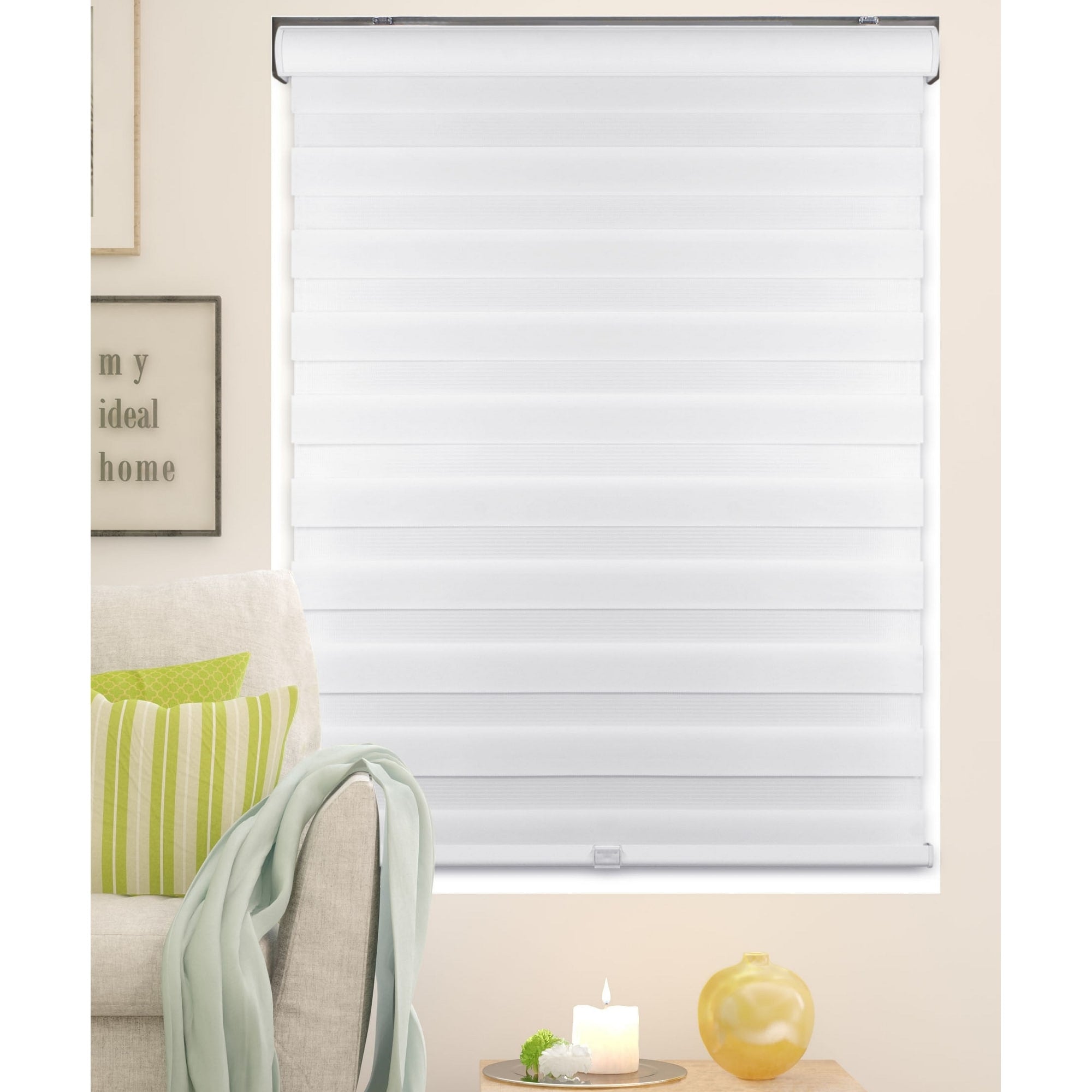 Arlo Blinds White Cordless 3-in-1 Zebra Roller Privacy Shade