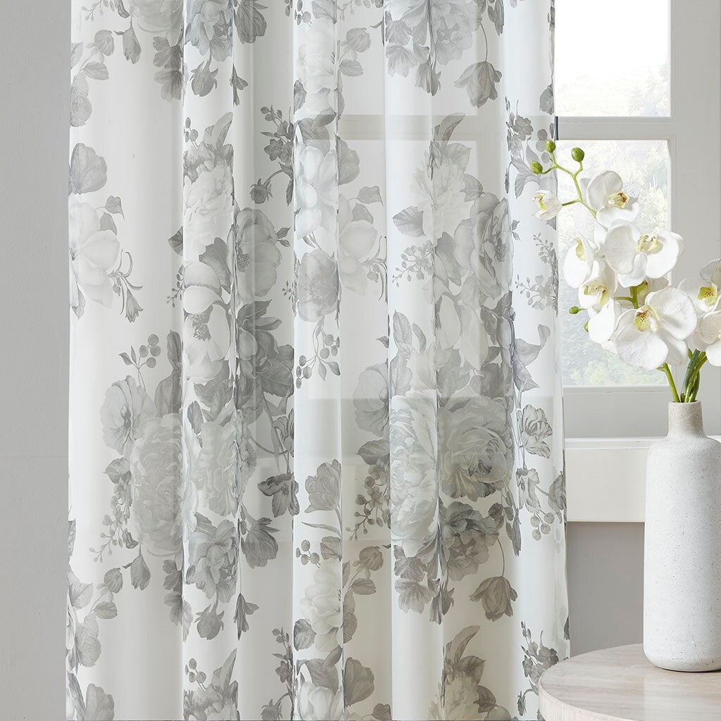 Rod Pocket and Back Tab Voile Sheer Curtain