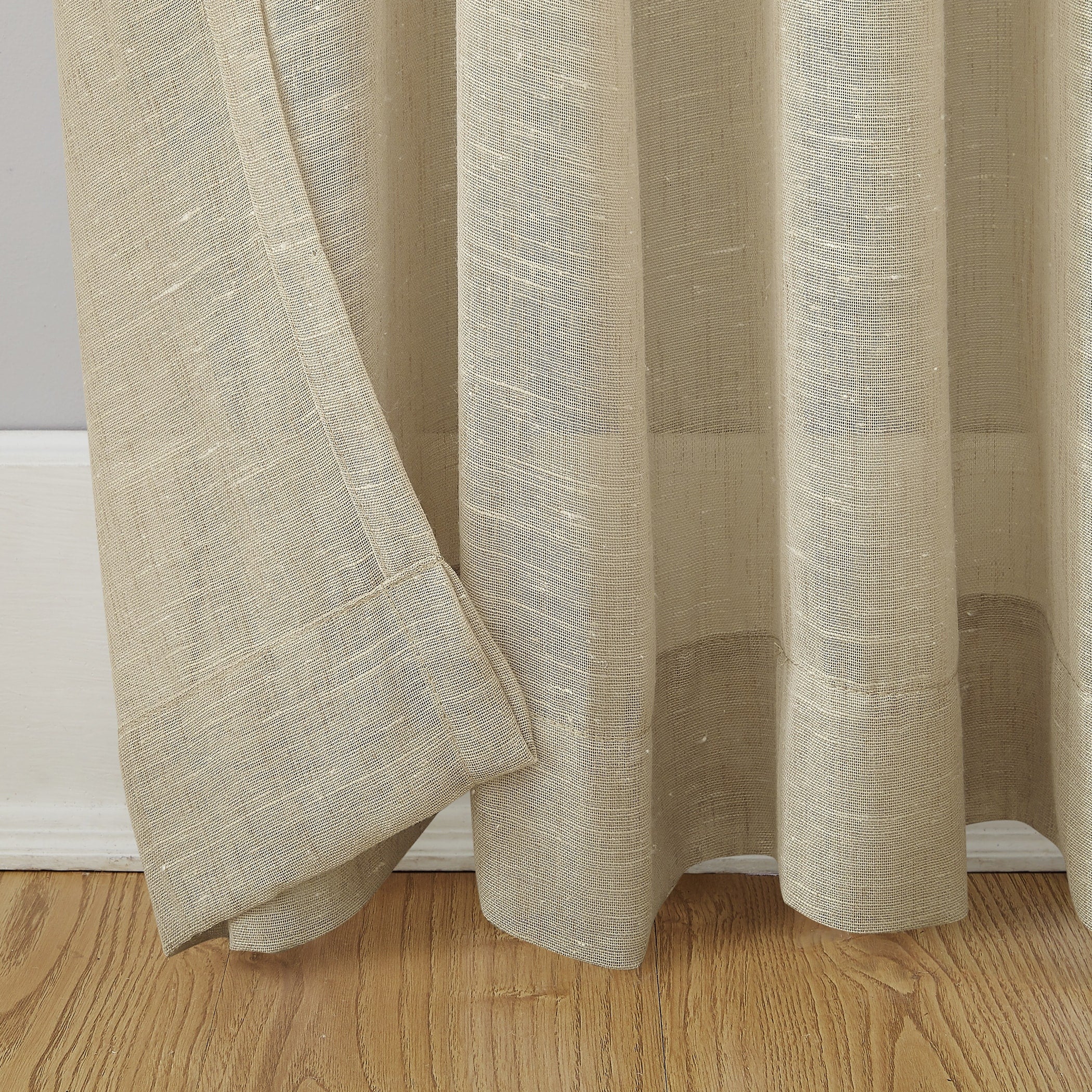 Archaeo Slub Textured Linen Blend Grommet Top Curtain, Single Panel