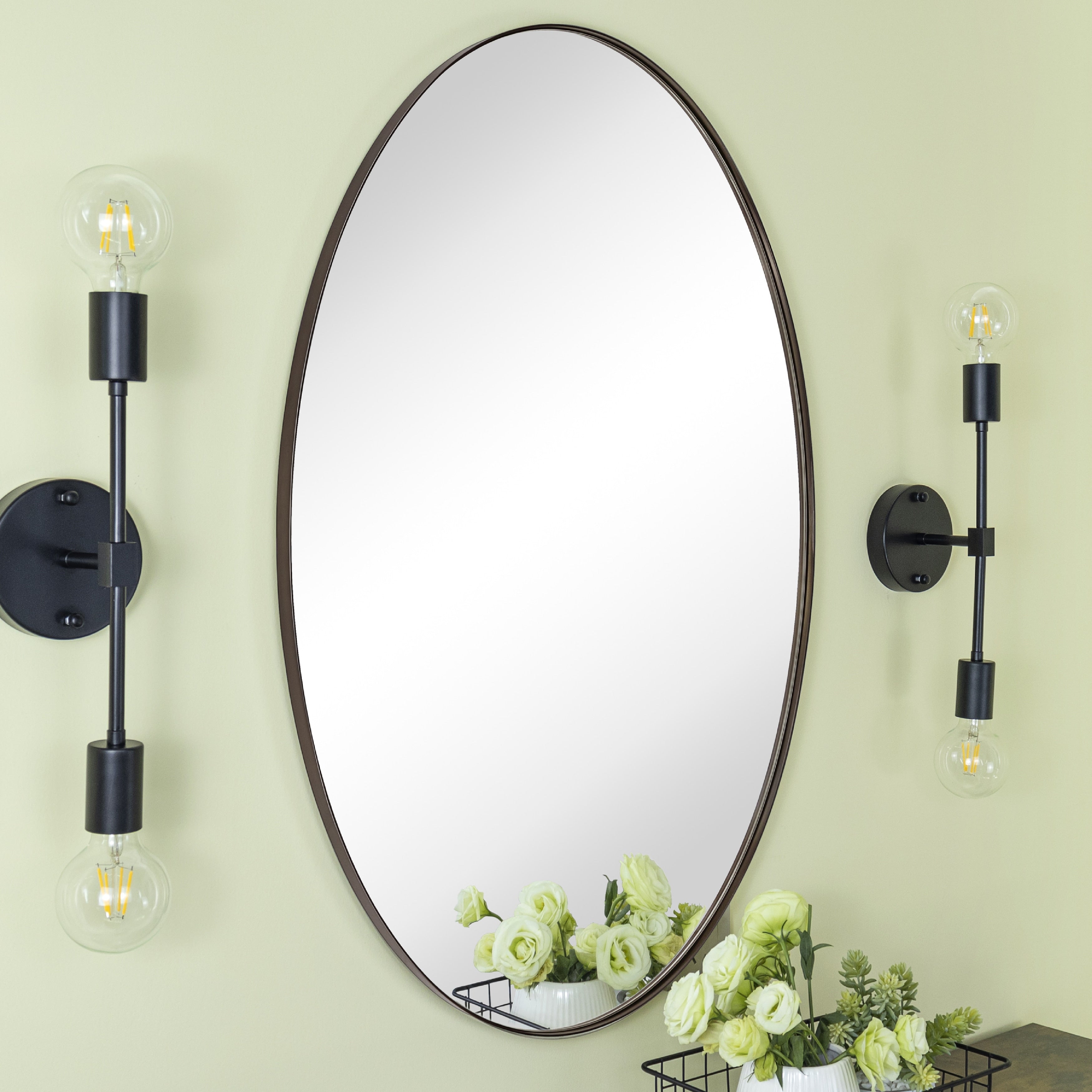 TEHOME Javell Oval Metal Wall Mirror