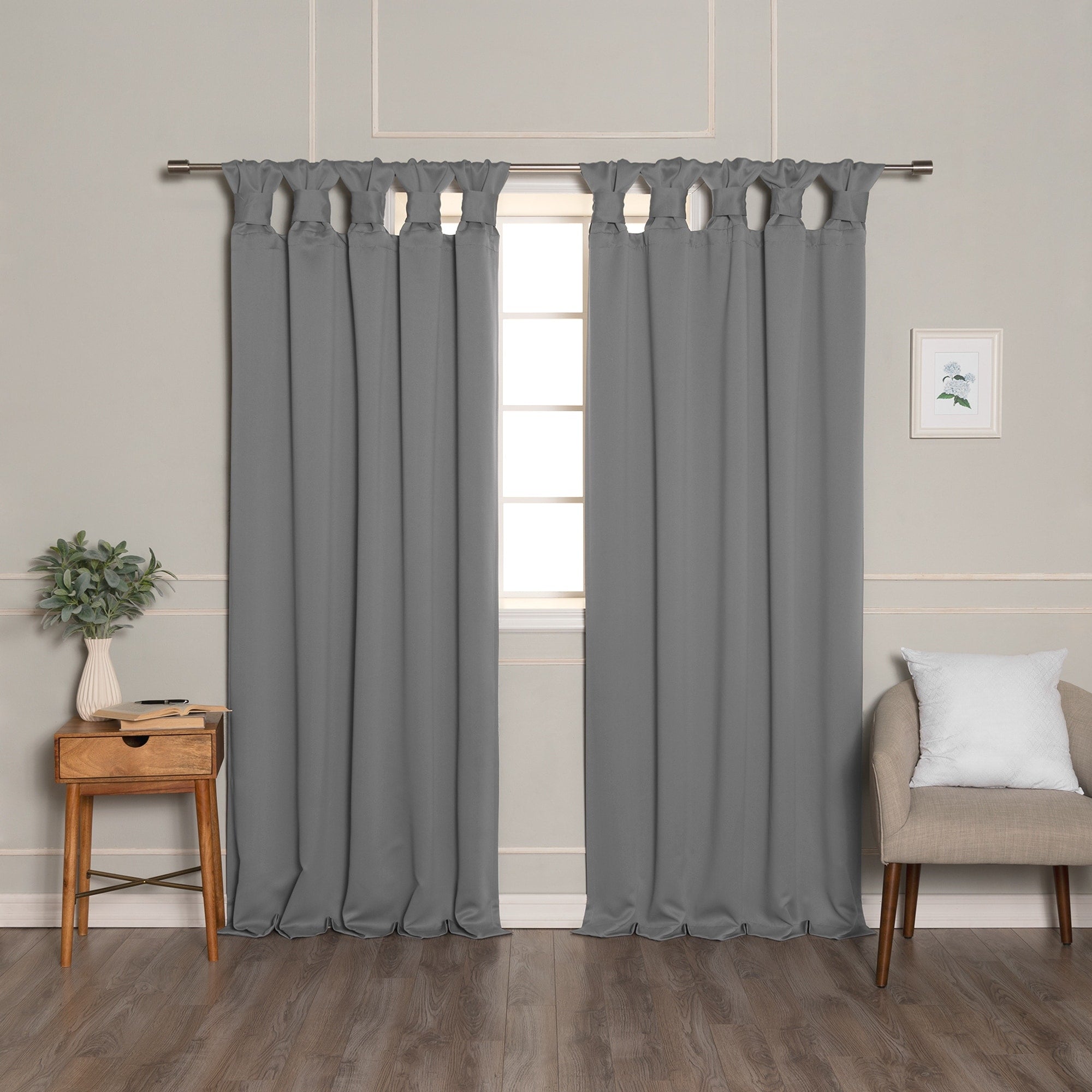 Aurora Home Thermal Insulated Blackout Knotted Tab Curtains