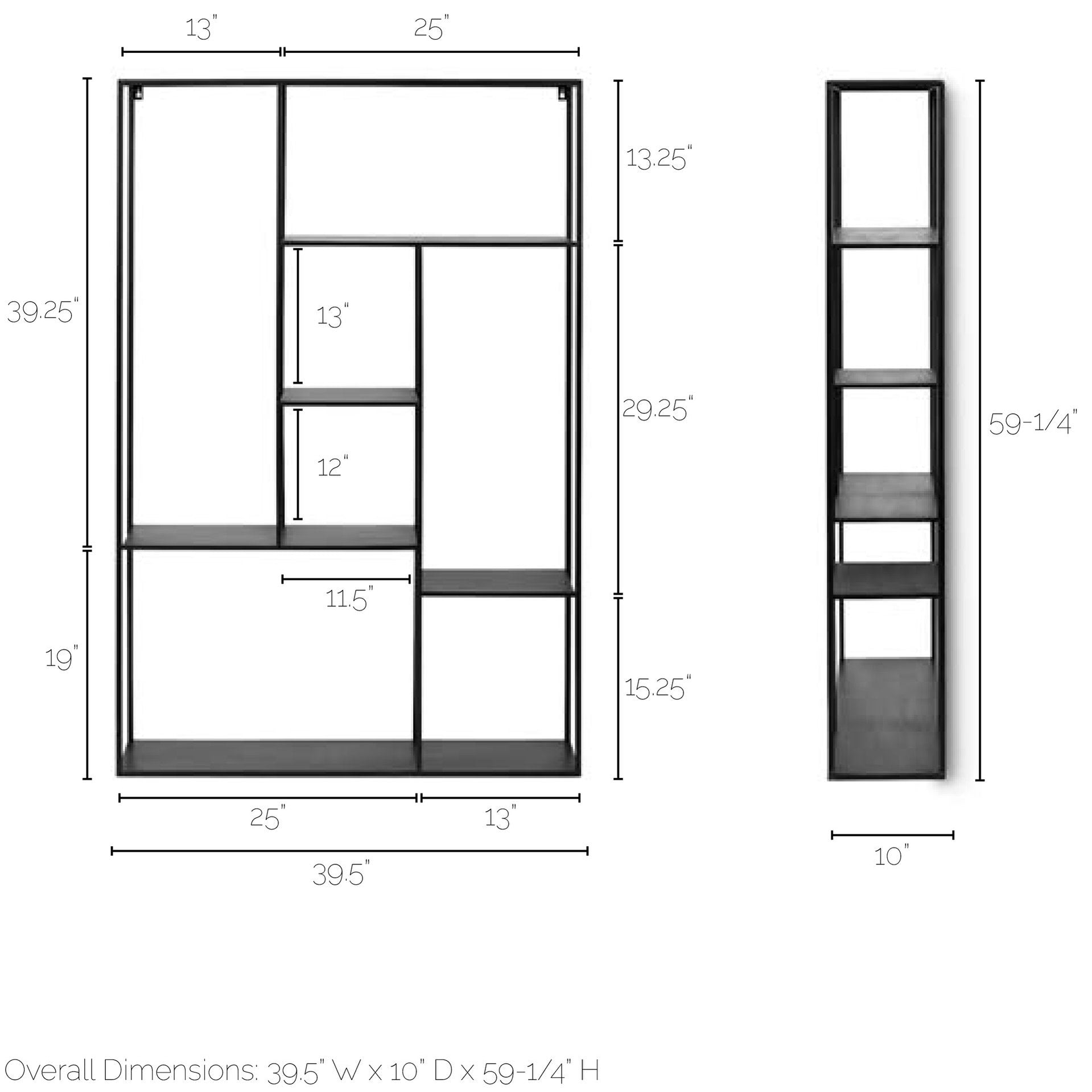 Meridius Black Metal Multi-Tier Wall Mounted Shelving Unit
