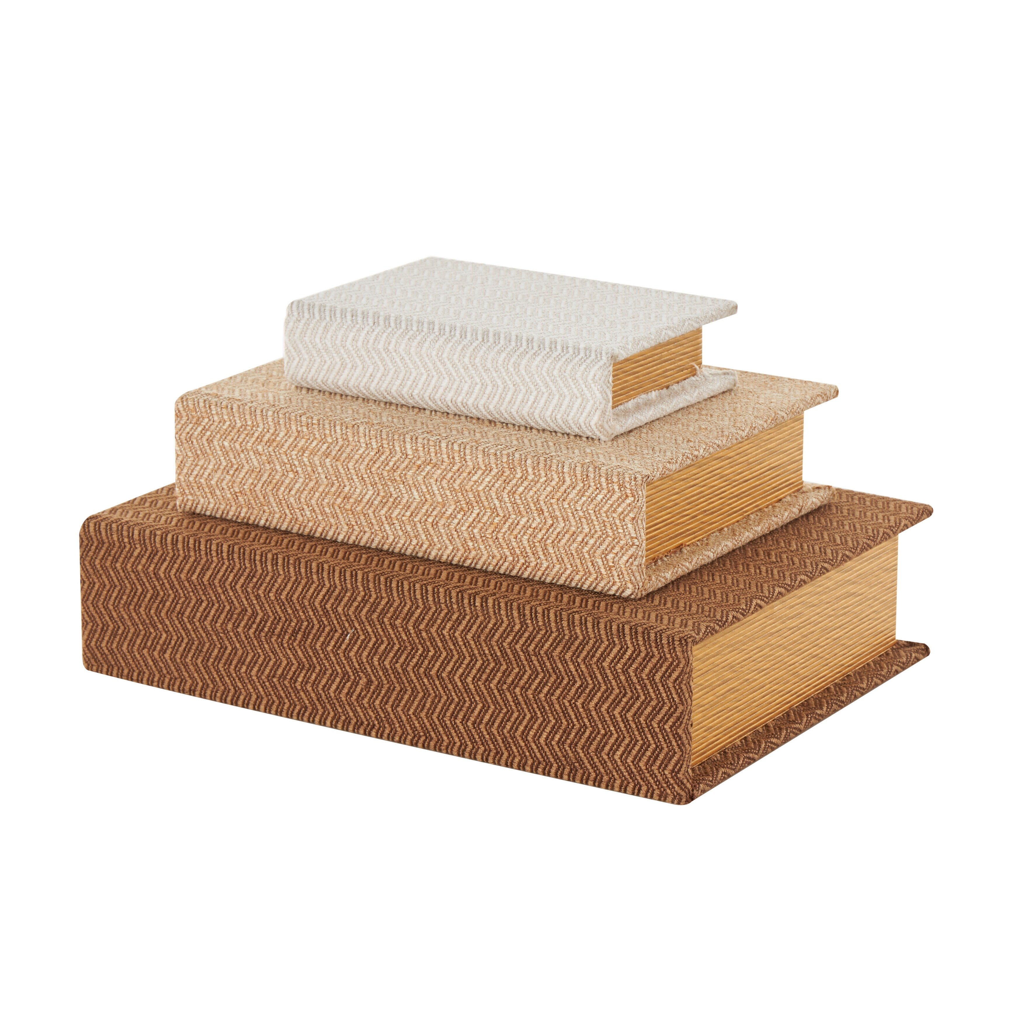 Linen Leather or Wooden Fabric Storage Book Decorative Box - Set of 3 or 4 Multi Colored - Roche River Decor