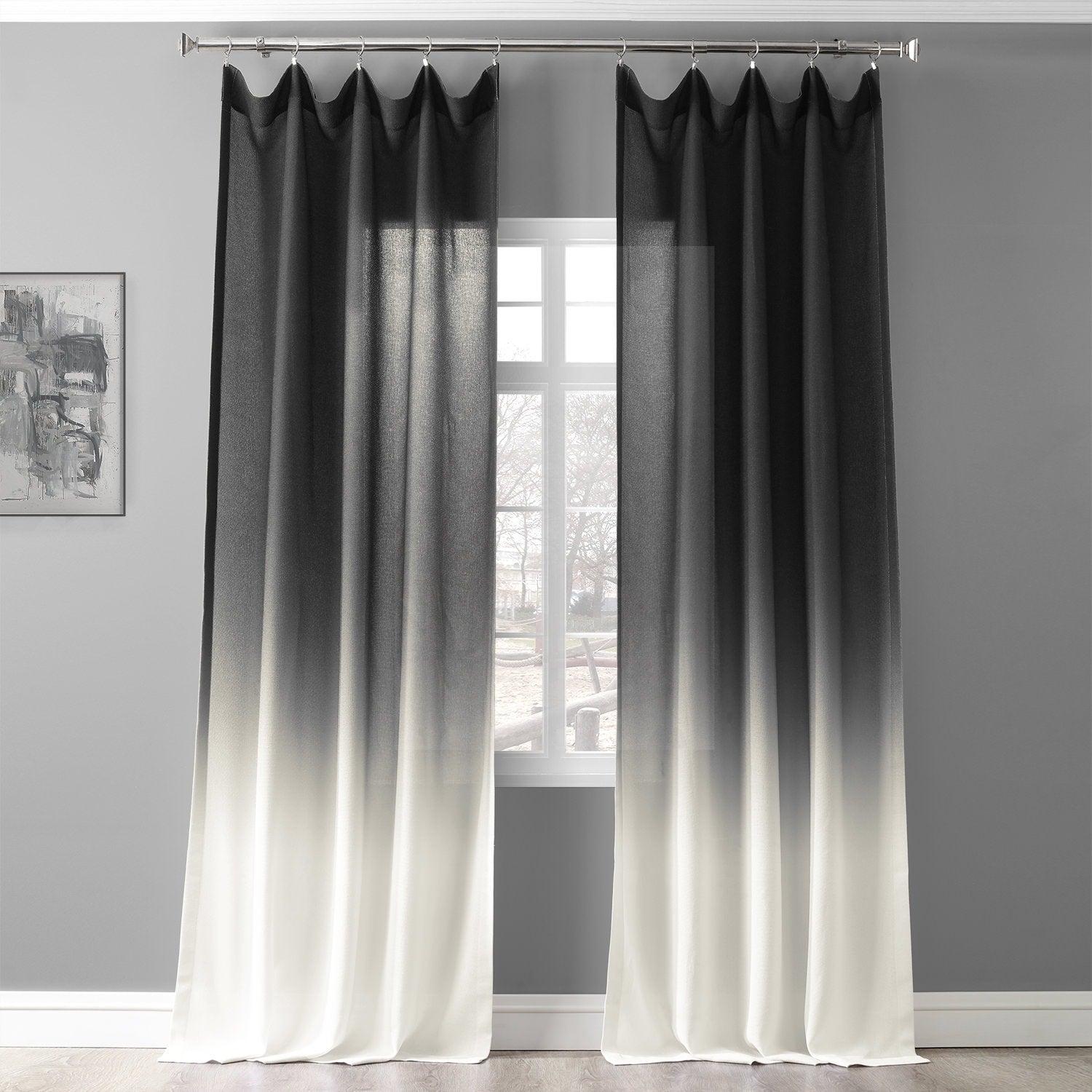 Exclusive Fabrics Ombre Faux Linen Light Filtering Curtains (1 Panel) - Lightweight Elegance, Natural Light Enhancement