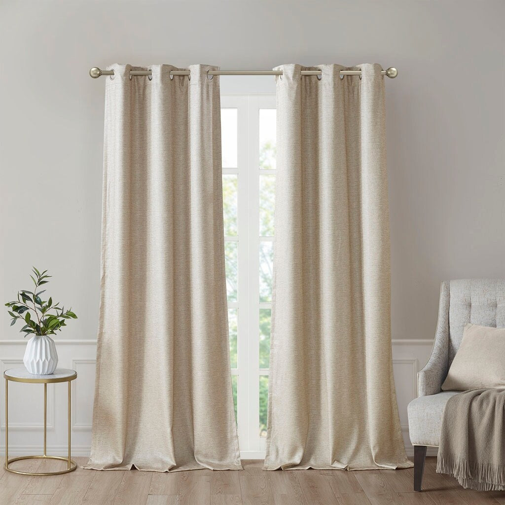 Printed Faux Silk Total Blackout Curtain Panel Pair